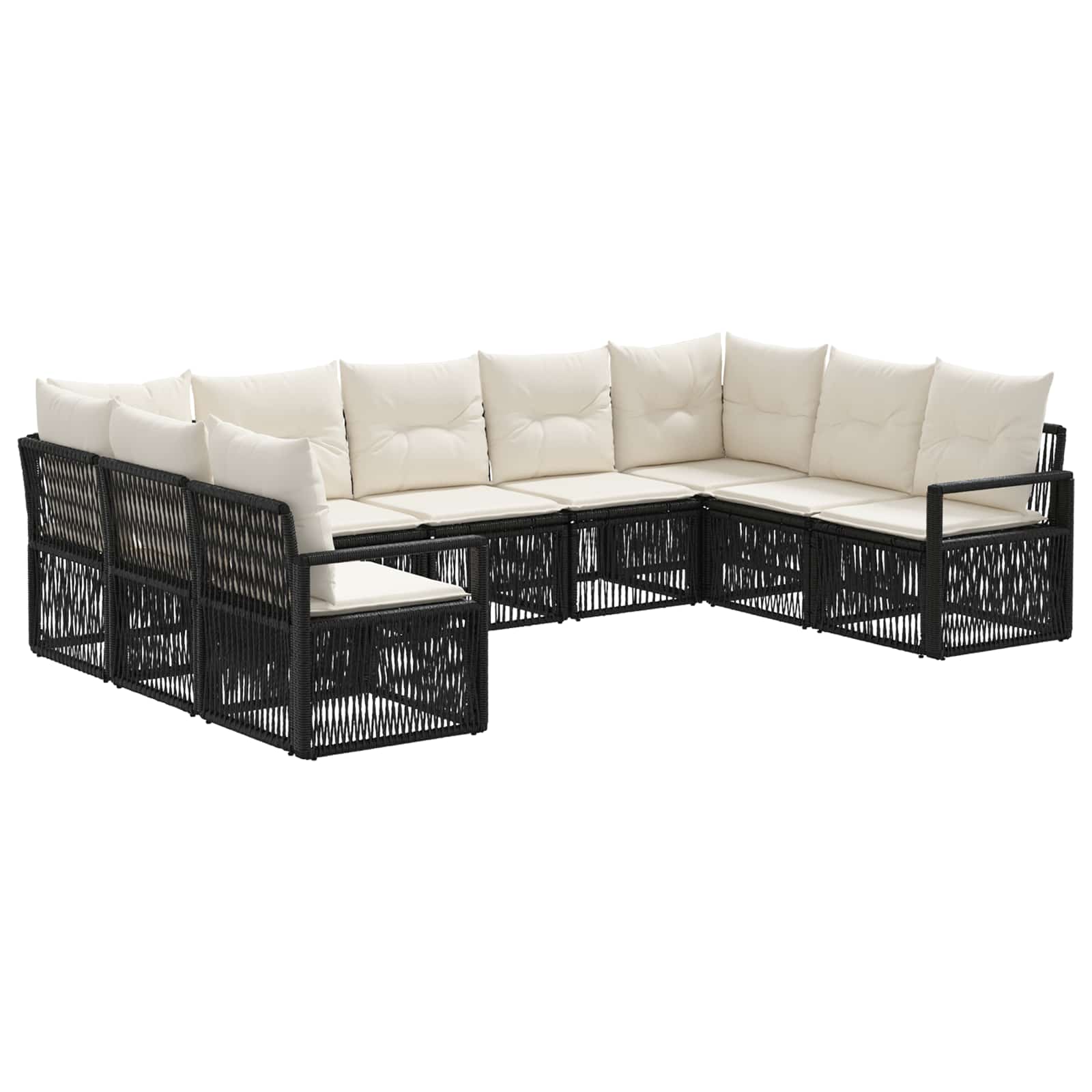 Gartensofa-set 9 stk. Schwarz Poly-Rattan