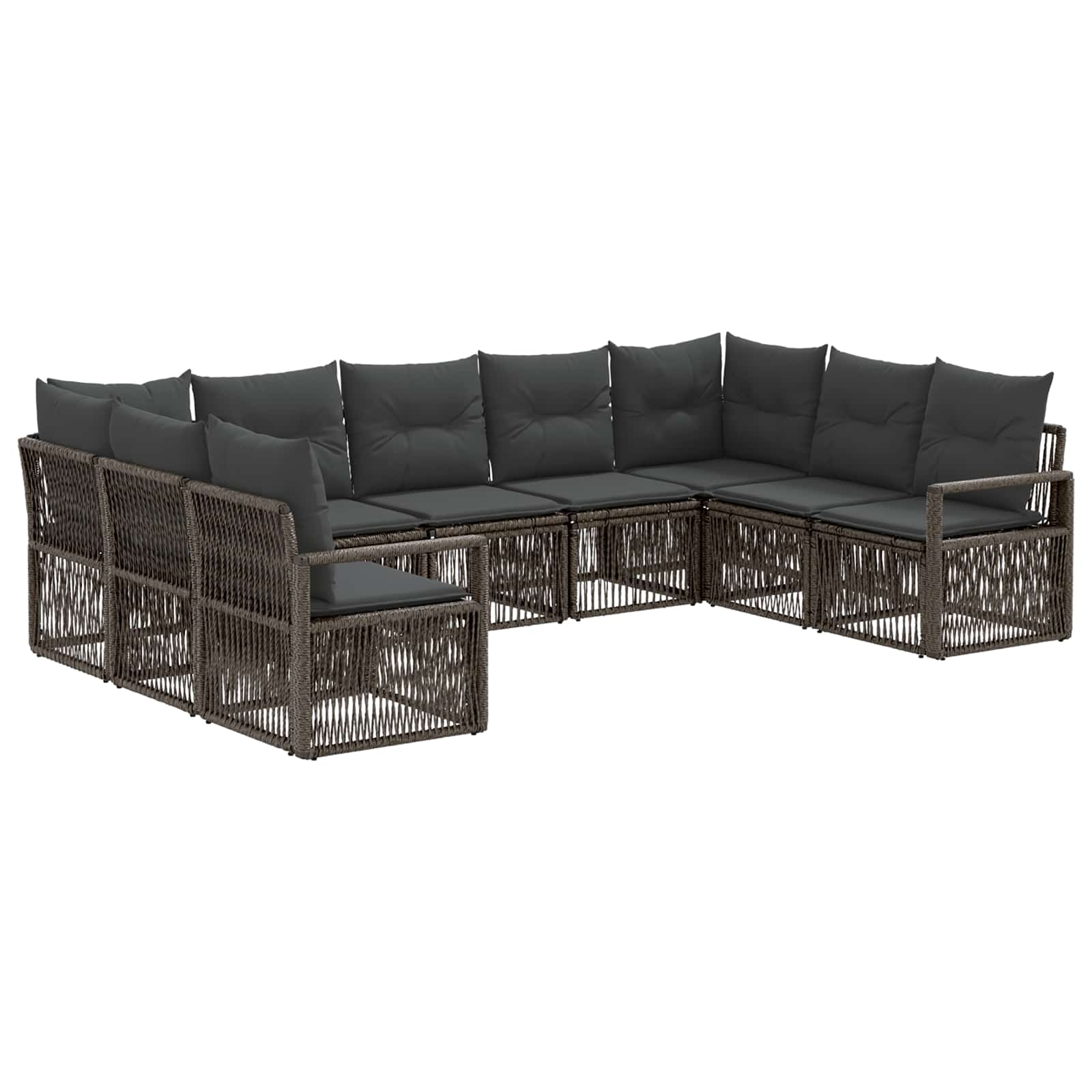 Gartensofa-set 9 stk. Grau Poly-Rattan