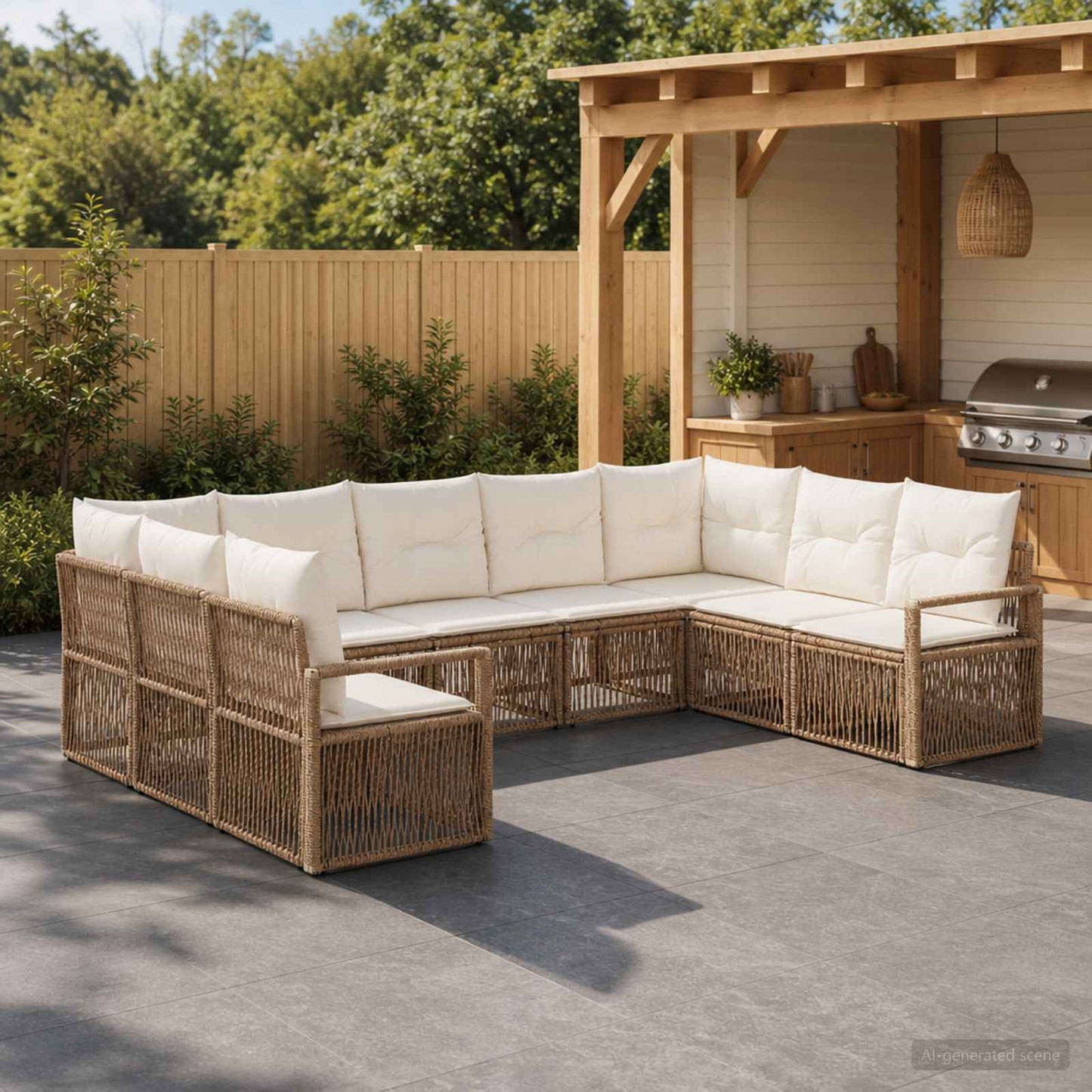 Gartensofa-set 9 pcs Beige Poly-Rattan
