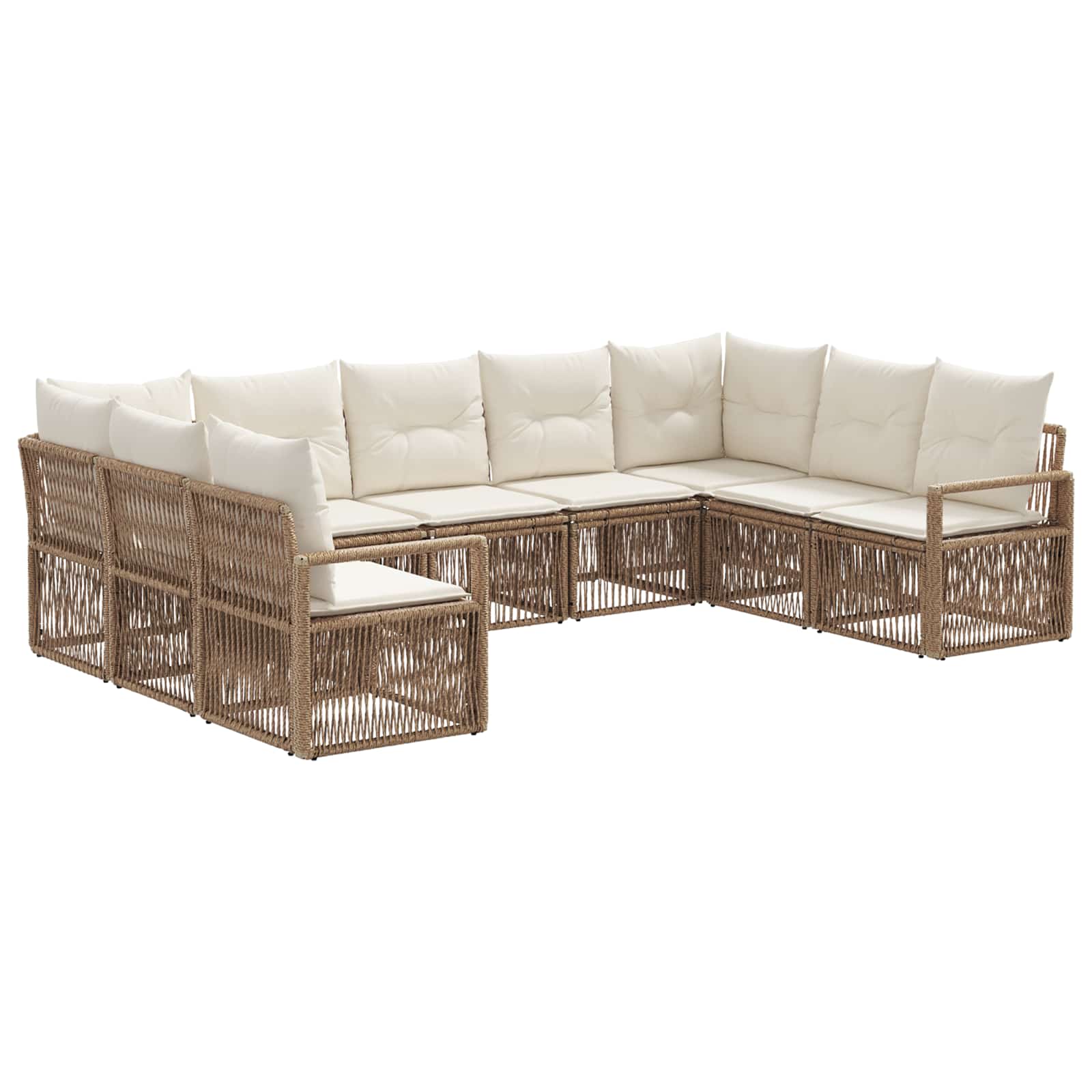 Gartensofa-set 9 pcs Beige Poly-Rattan