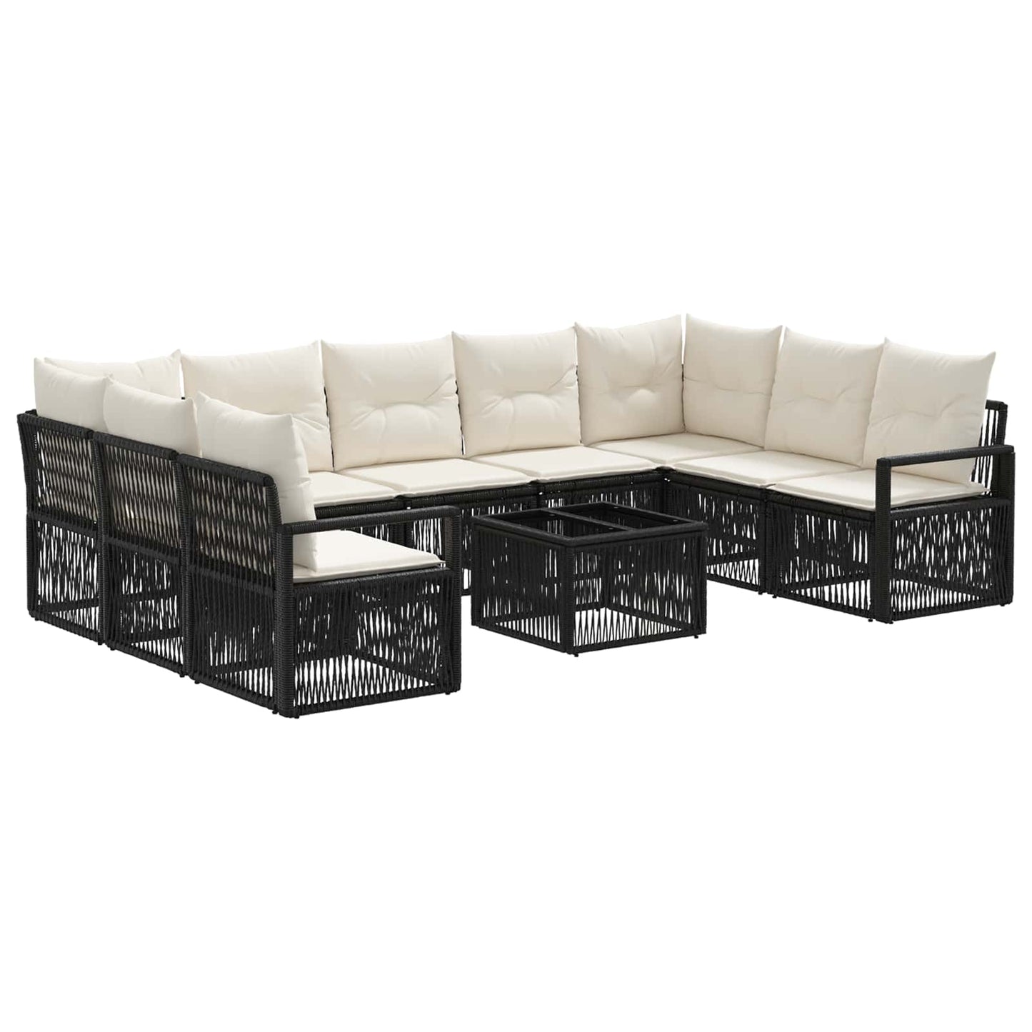 Gartensofa-set 10 stk. Schwarz Poly-Rattan