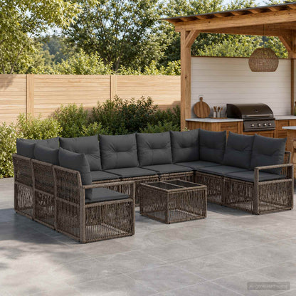 Gartensofa-set 10 stk. Grau Poly-Rattan