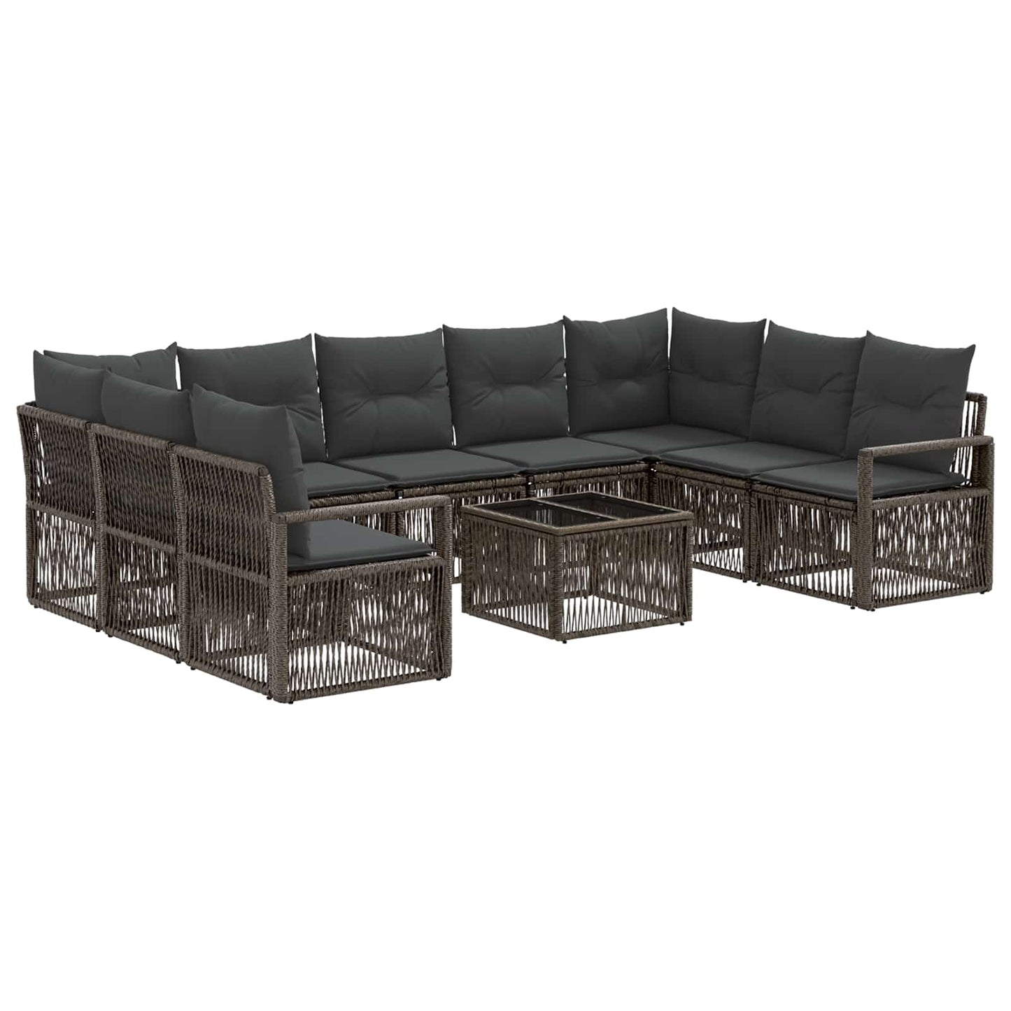Gartensofa-set 10 stk. Grau Poly-Rattan