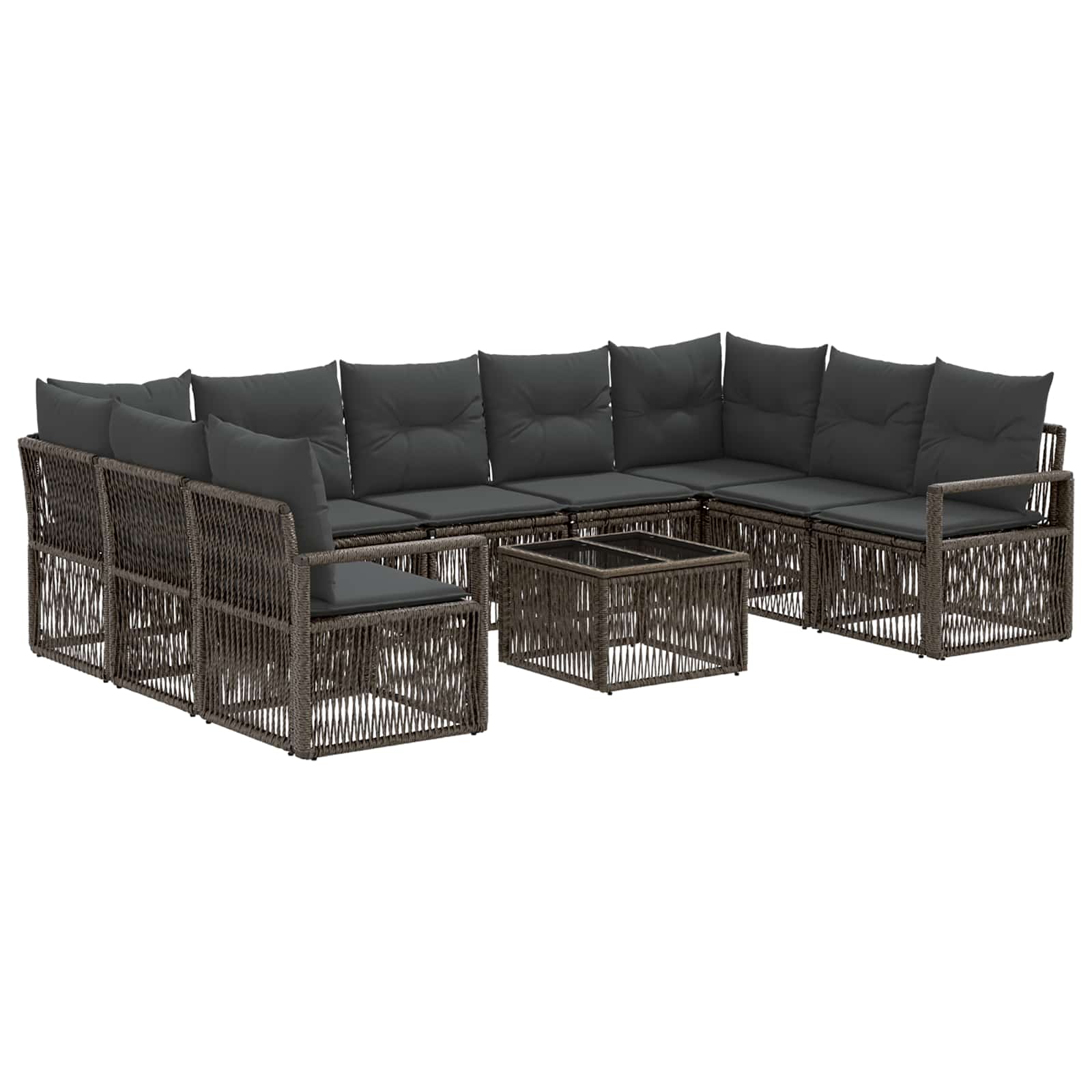Gartensofa-set 10 stk. Grau Poly-Rattan