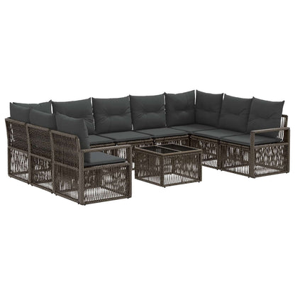Gartensofa-set 10 stk. Grau Poly-Rattan