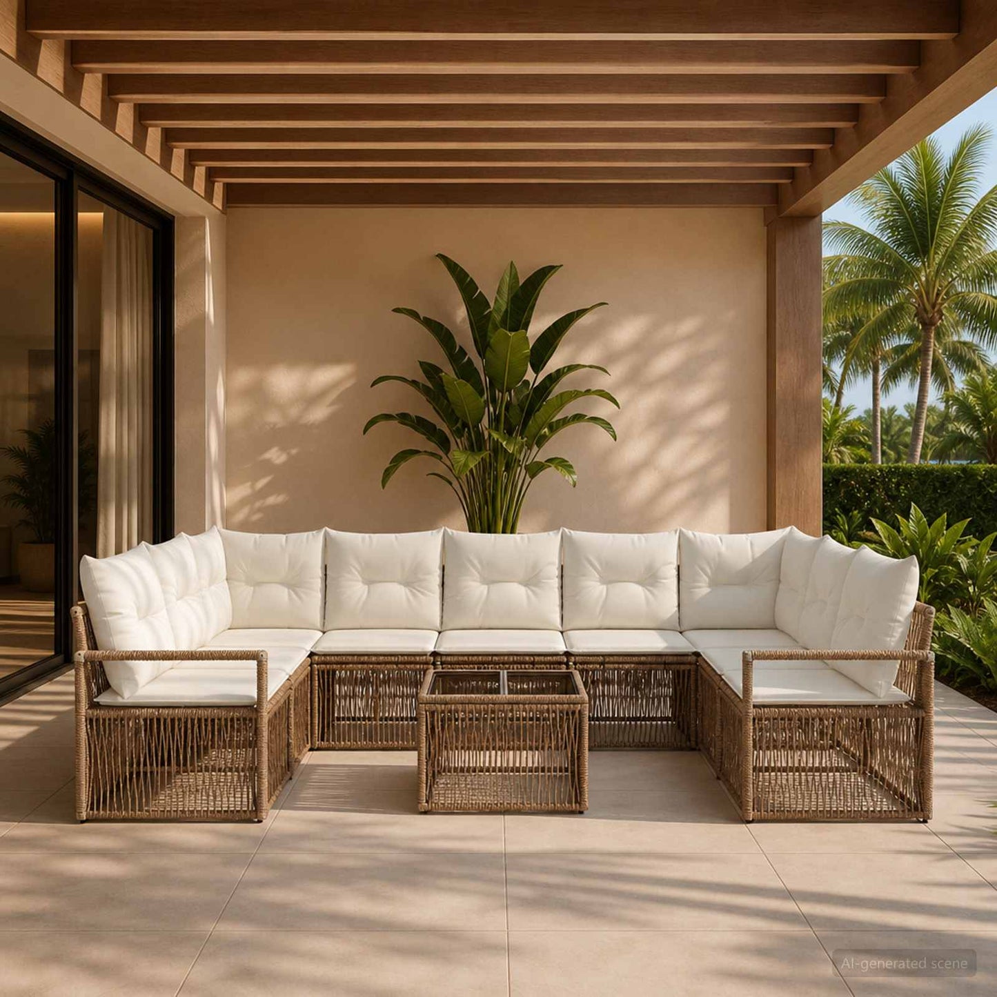 Gartensofa-set 10 pcs Beige Poly-Rattan
