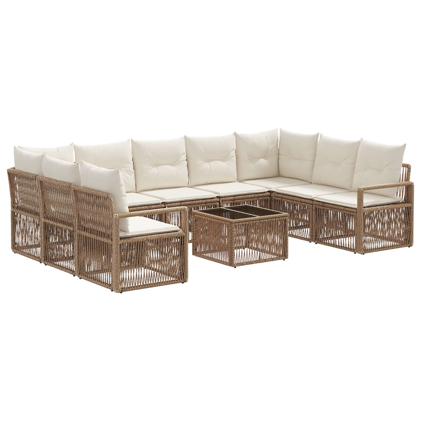 Gartensofa-set 10 pcs Beige Poly-Rattan