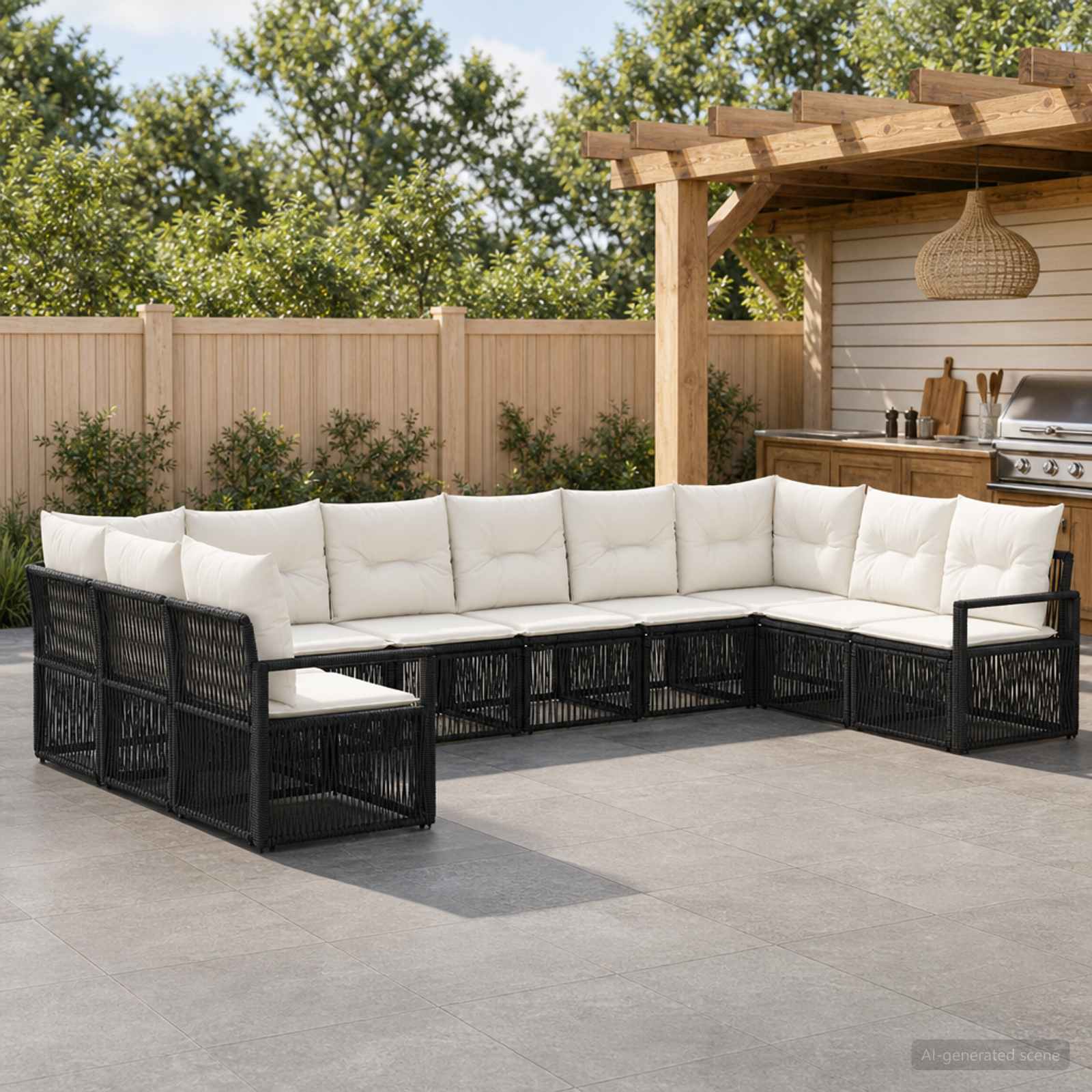 Gartensofa-set 10 stk. Schwarz Poly-Rattan
