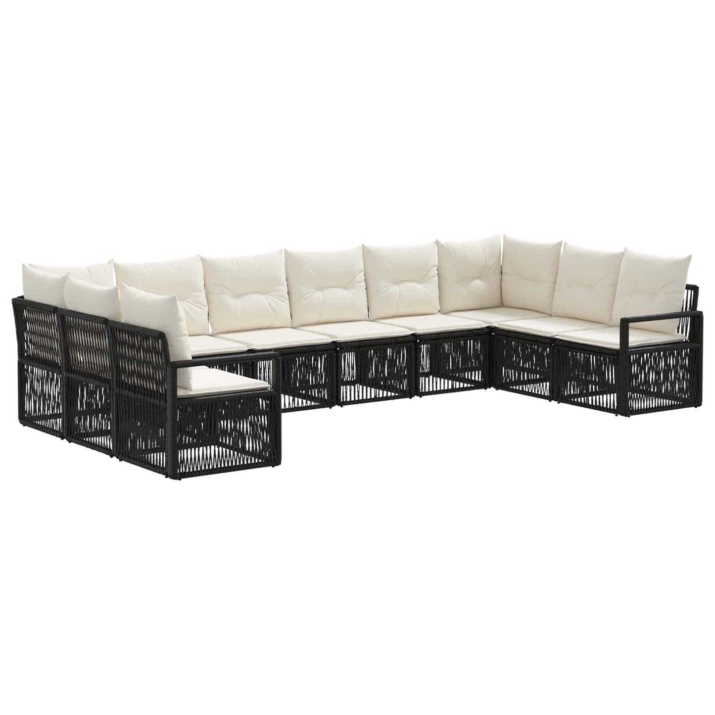Gartensofa-set 10 pcs Schwarz Poly-Rattan