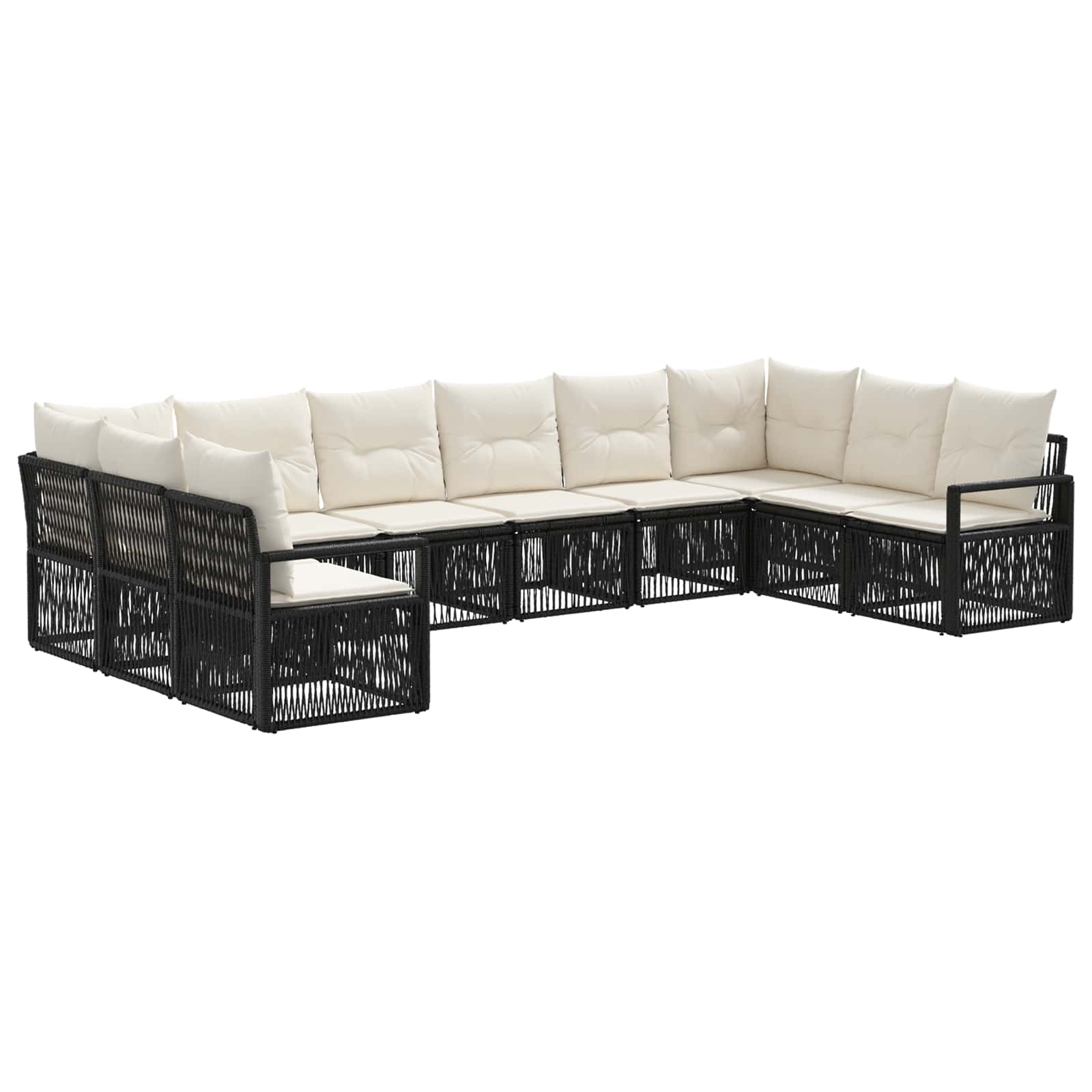Gartensofa-set 10 stk. Schwarz Poly-Rattan