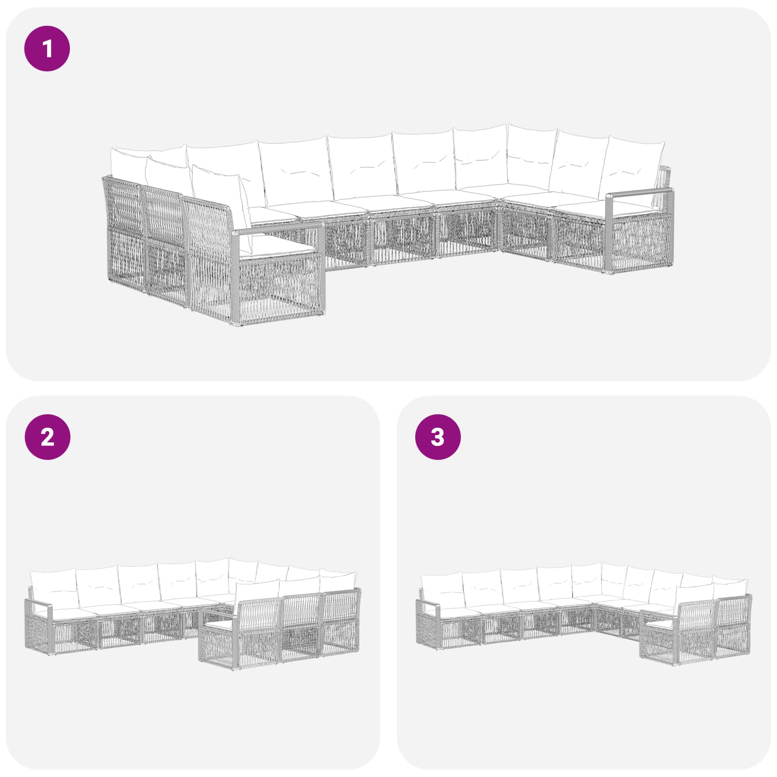 Gartensofa-set 10 stk. Schwarz Poly-Rattan