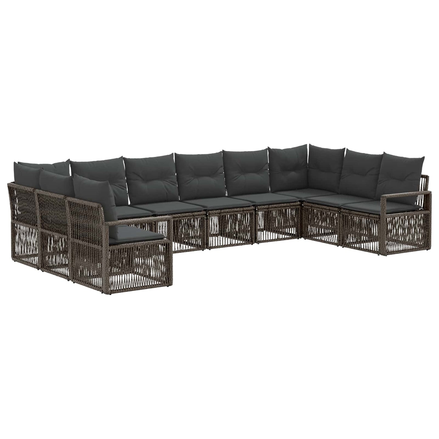 Gartensofa-set 10 pcs Grau Poly-Rattan