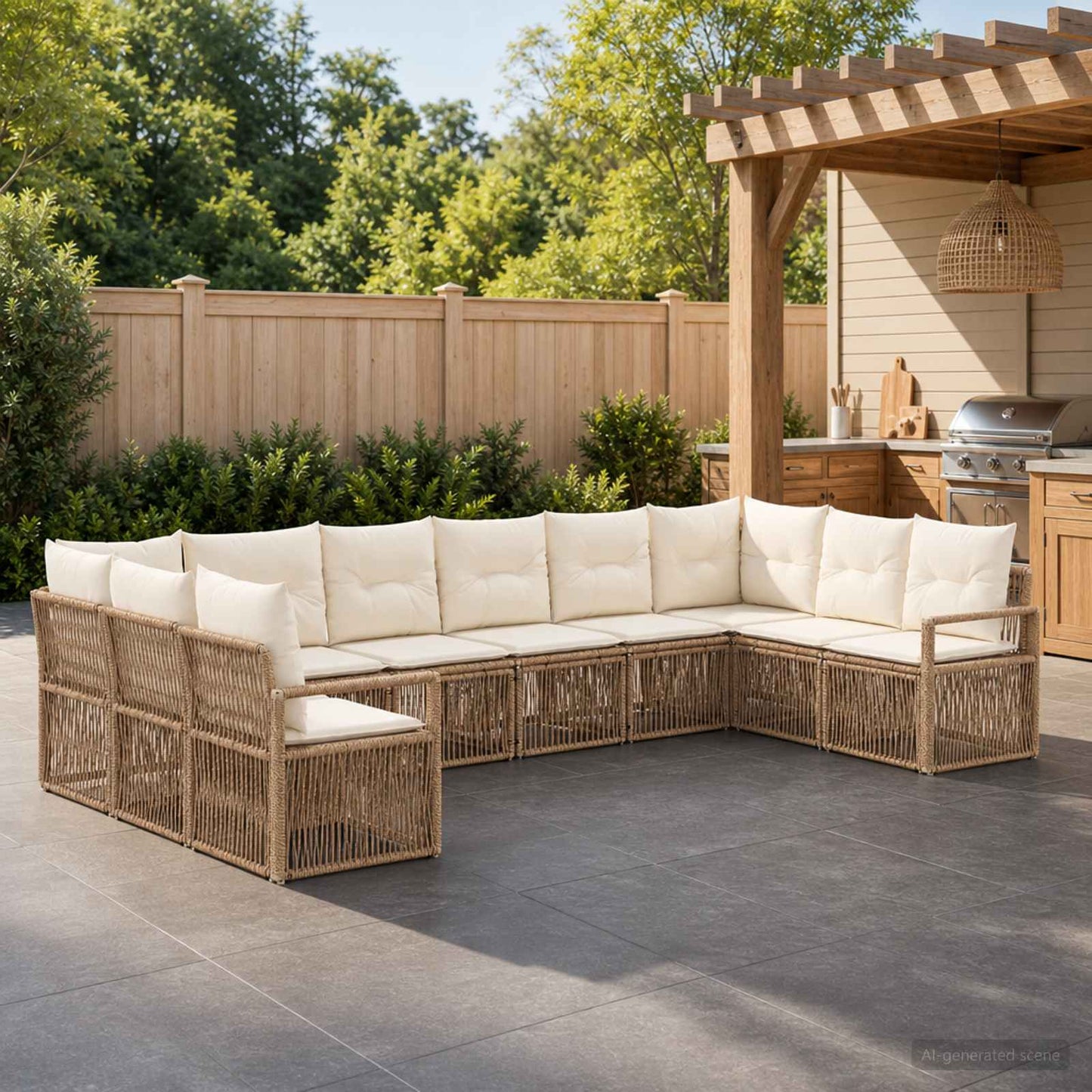 Gartensofa-set 10 pcs Beige Poly-Rattan