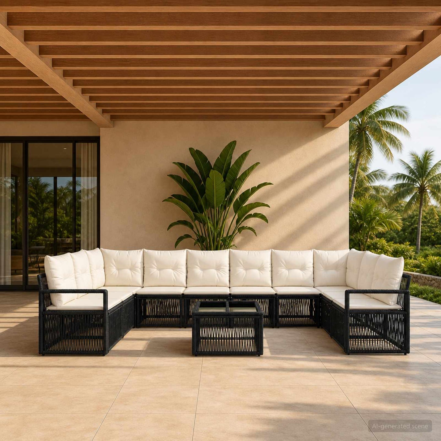 Gartensofa-set 11 stk. Schwarz Poly-Rattan
