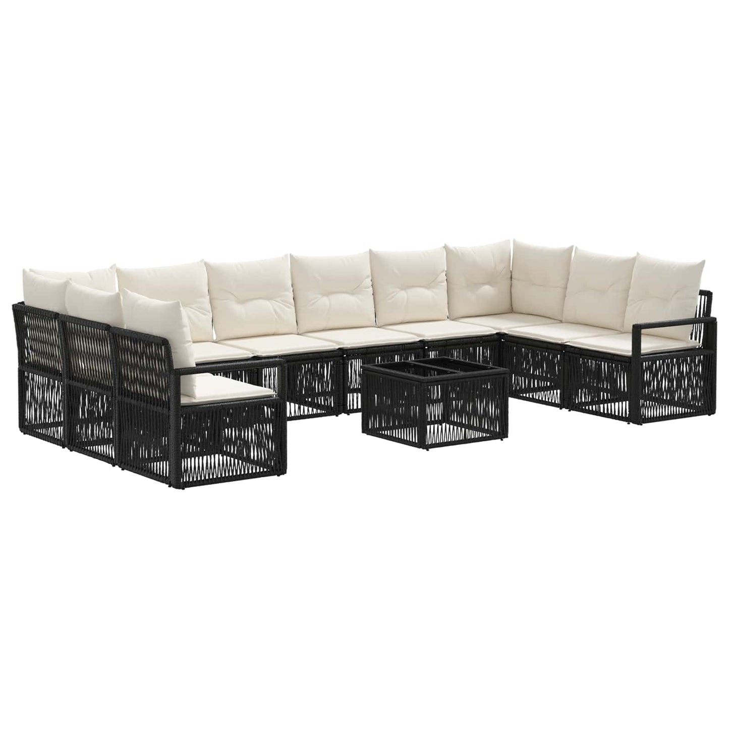 Gartensofa-set 11 stk. Schwarz Poly-Rattan