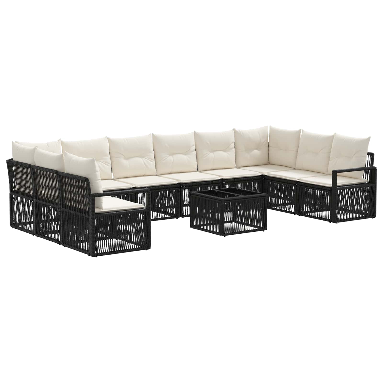 Gartensofa-set 11 stk. Schwarz Poly-Rattan