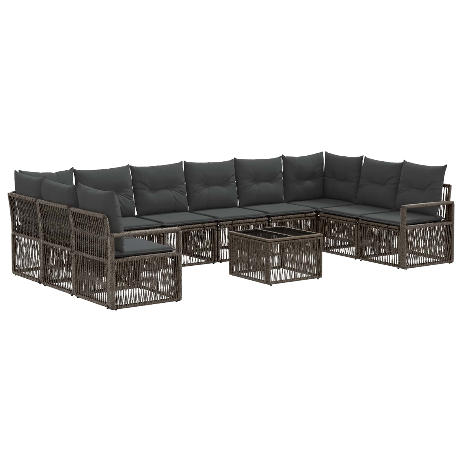 Gartensofa-set 11 stk. Grau Poly-Rattan
