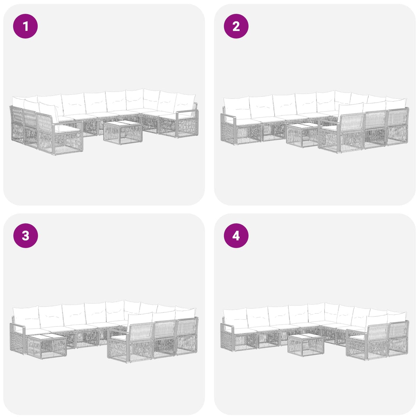 Gartensofa-set 11 stk. Grau Poly-Rattan