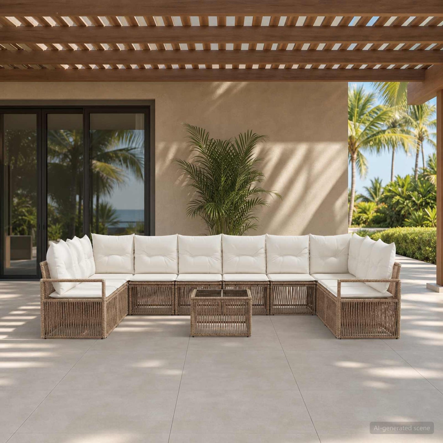 Gartensofa-set 11 pcs Beige Poly-Rattan