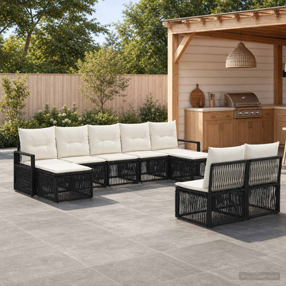 Gartensofa-set 9 stk. Schwarz Poly-Rattan