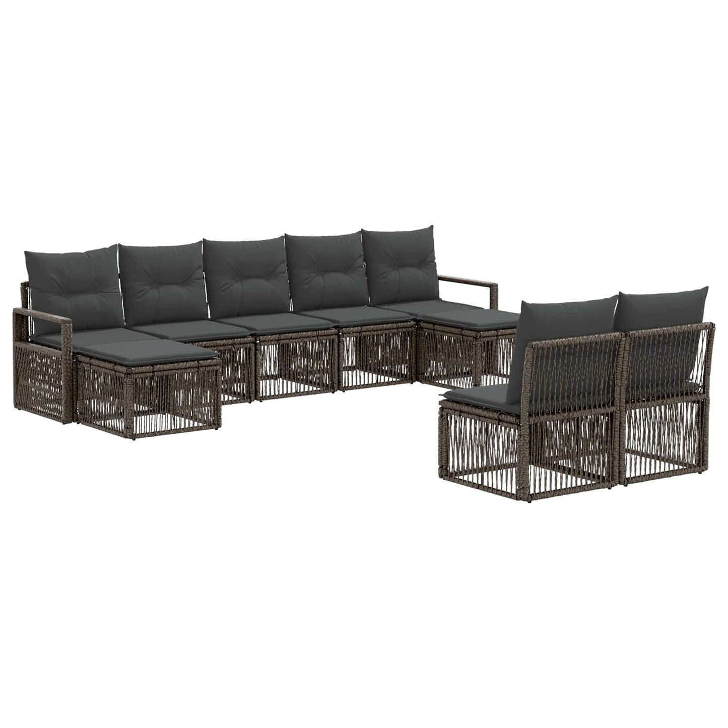 Gartensofa-set 9 stk. Grau Poly-Rattan