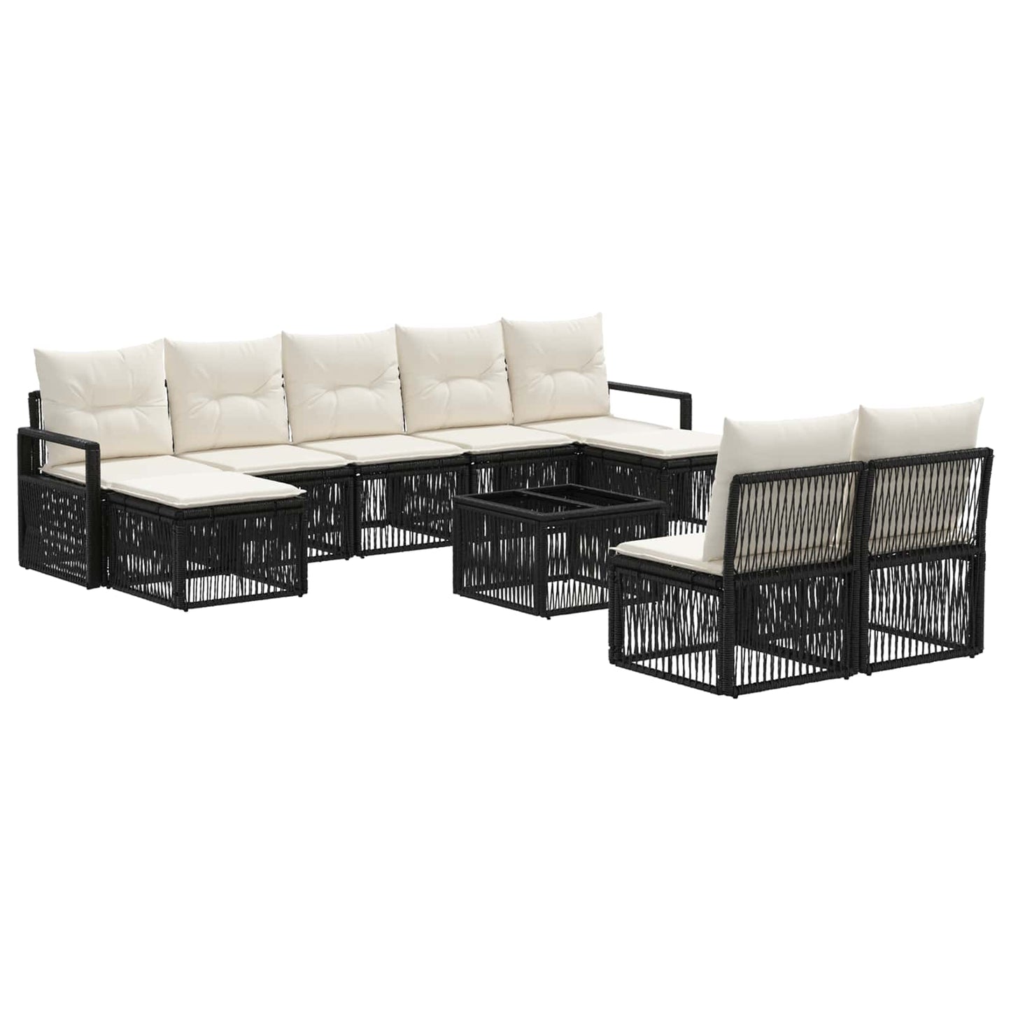 Gartensofa-set 10 pcs Schwarz Poly-Rattan