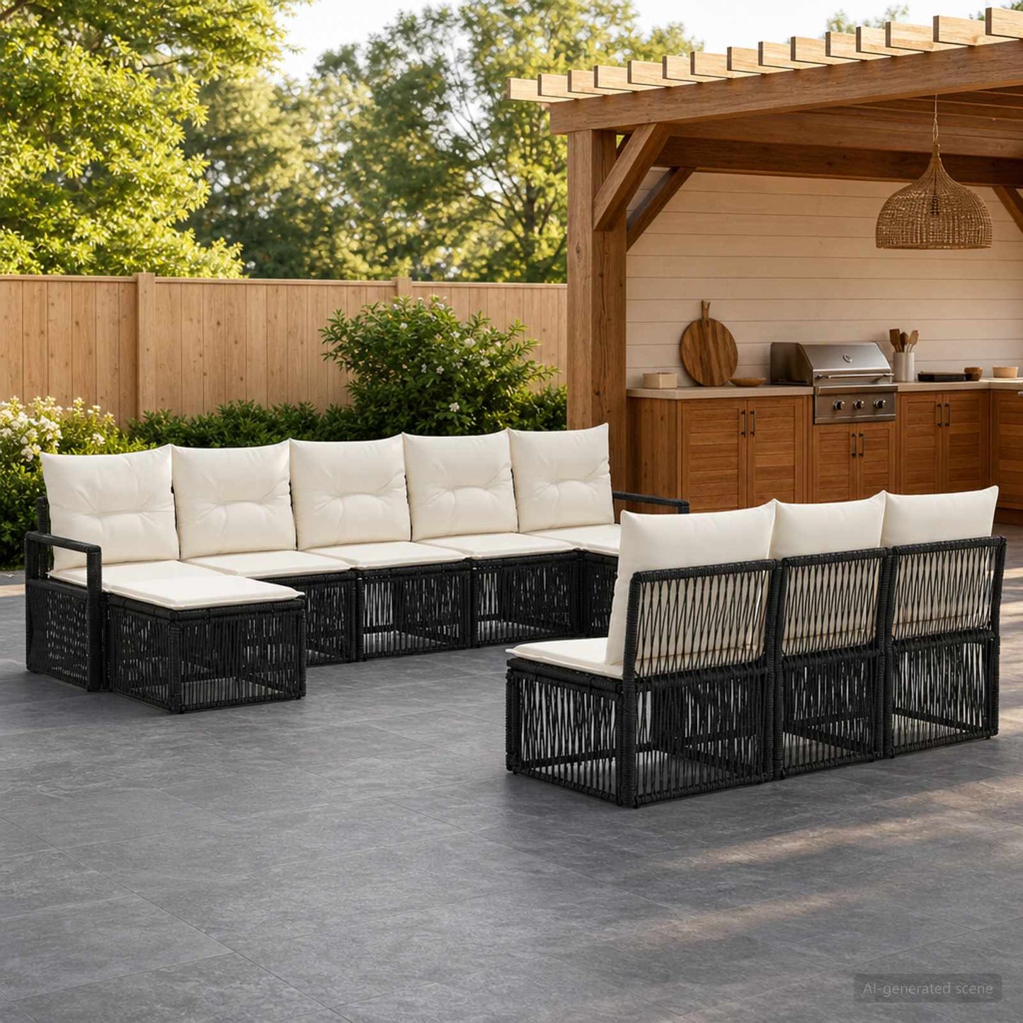 Gartensofa-set 10 pcs Schwarz Poly-Rattan