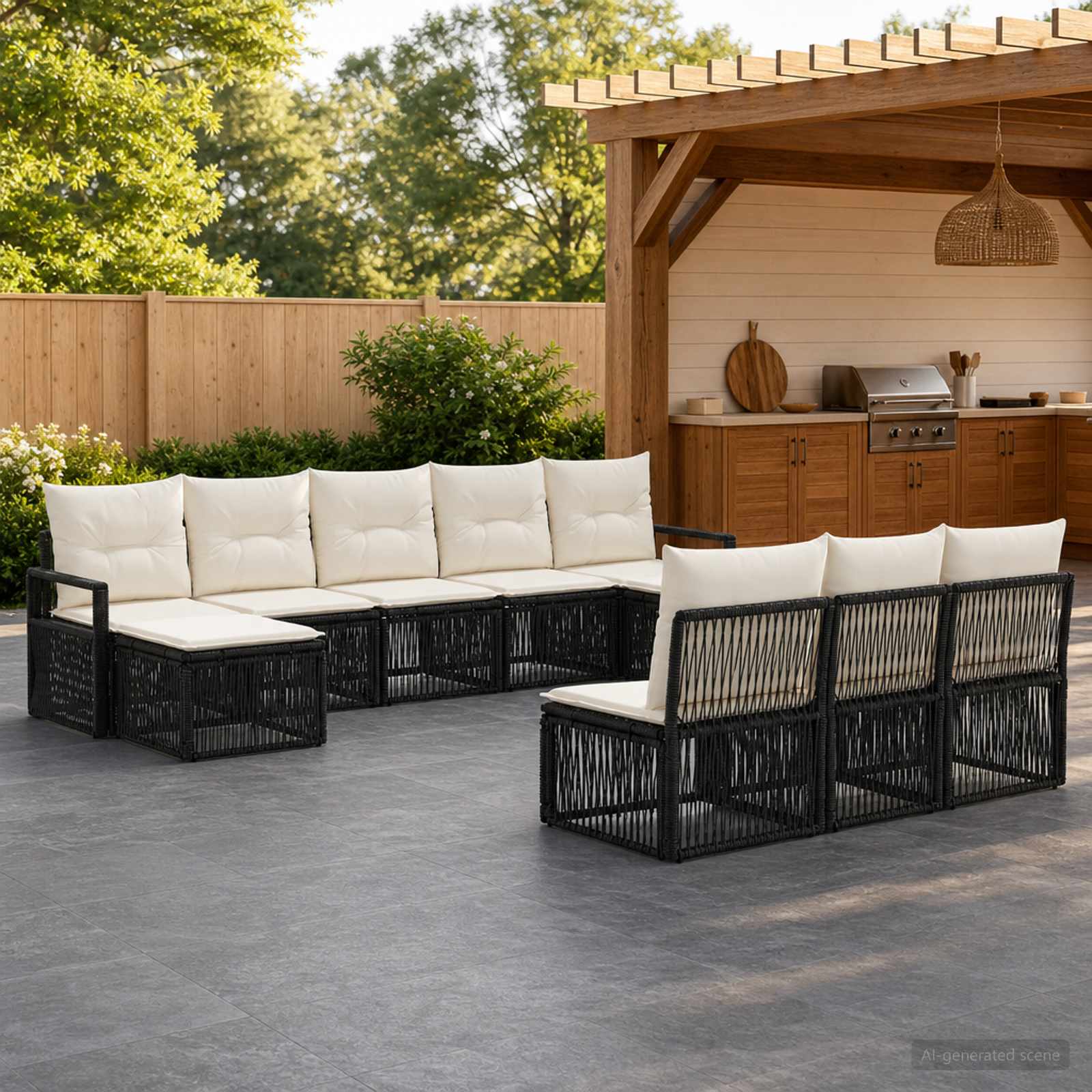 Gartensofa-set 10 pcs Schwarz Poly-Rattan