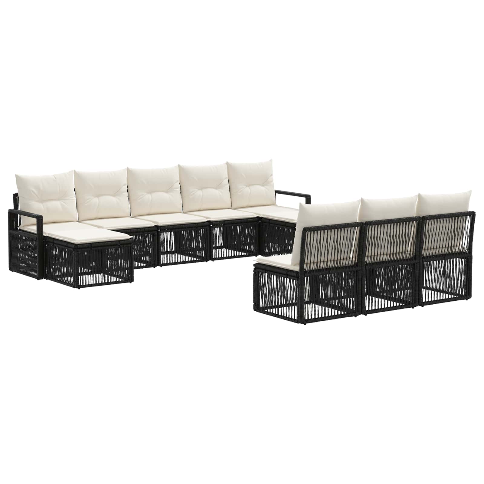 Gartensofa-set 10 pcs Schwarz Poly-Rattan