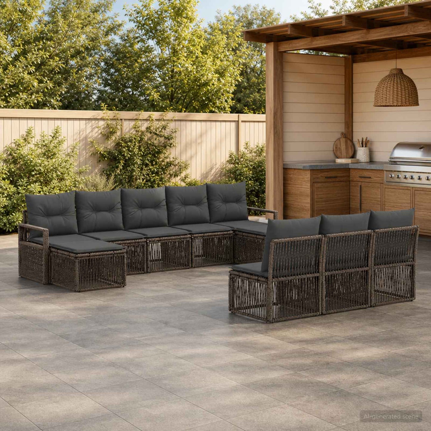 Gartensofa-set 10 stk. Grau Poly-Rattan