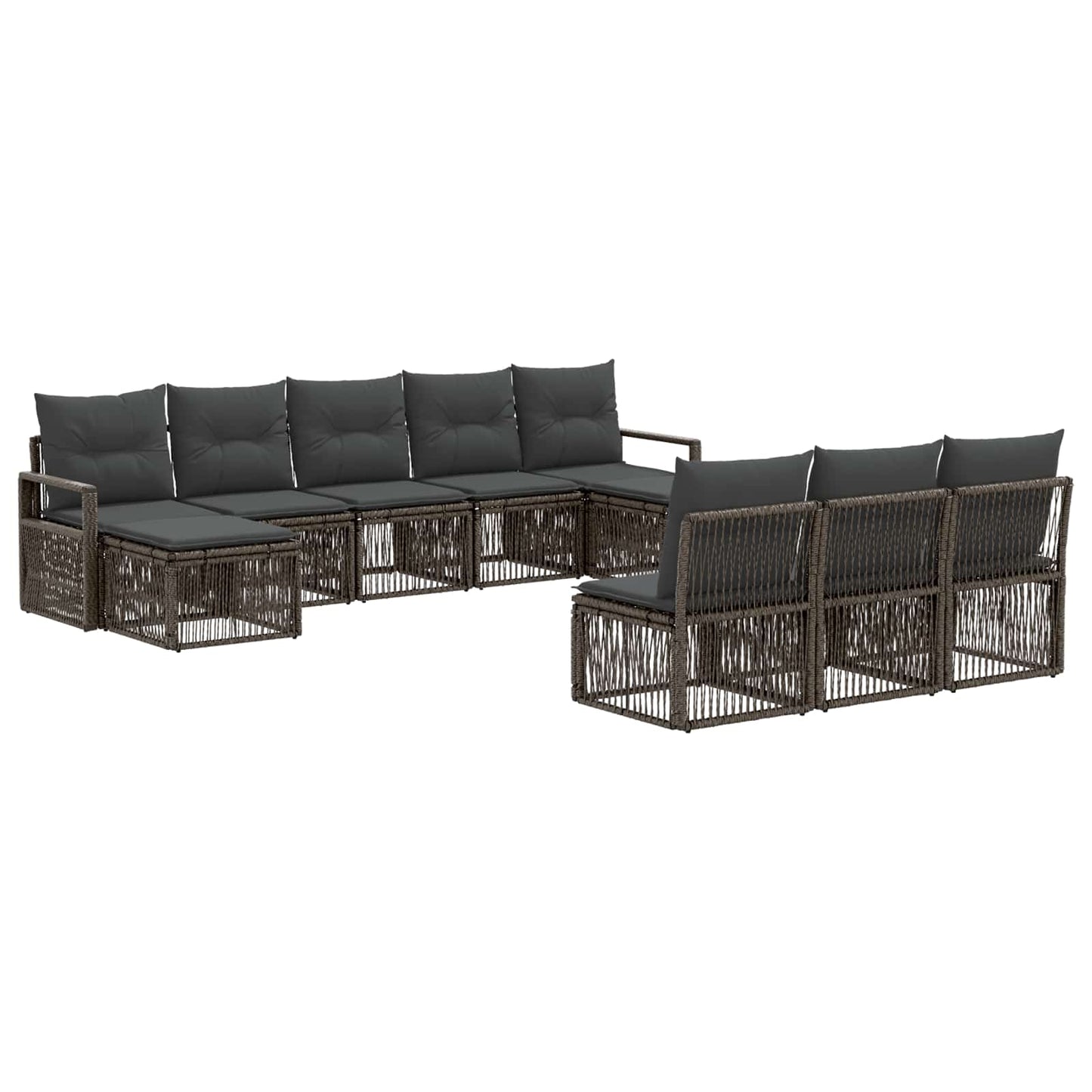 Gartensofa-set 10 stk. Grau Poly-Rattan