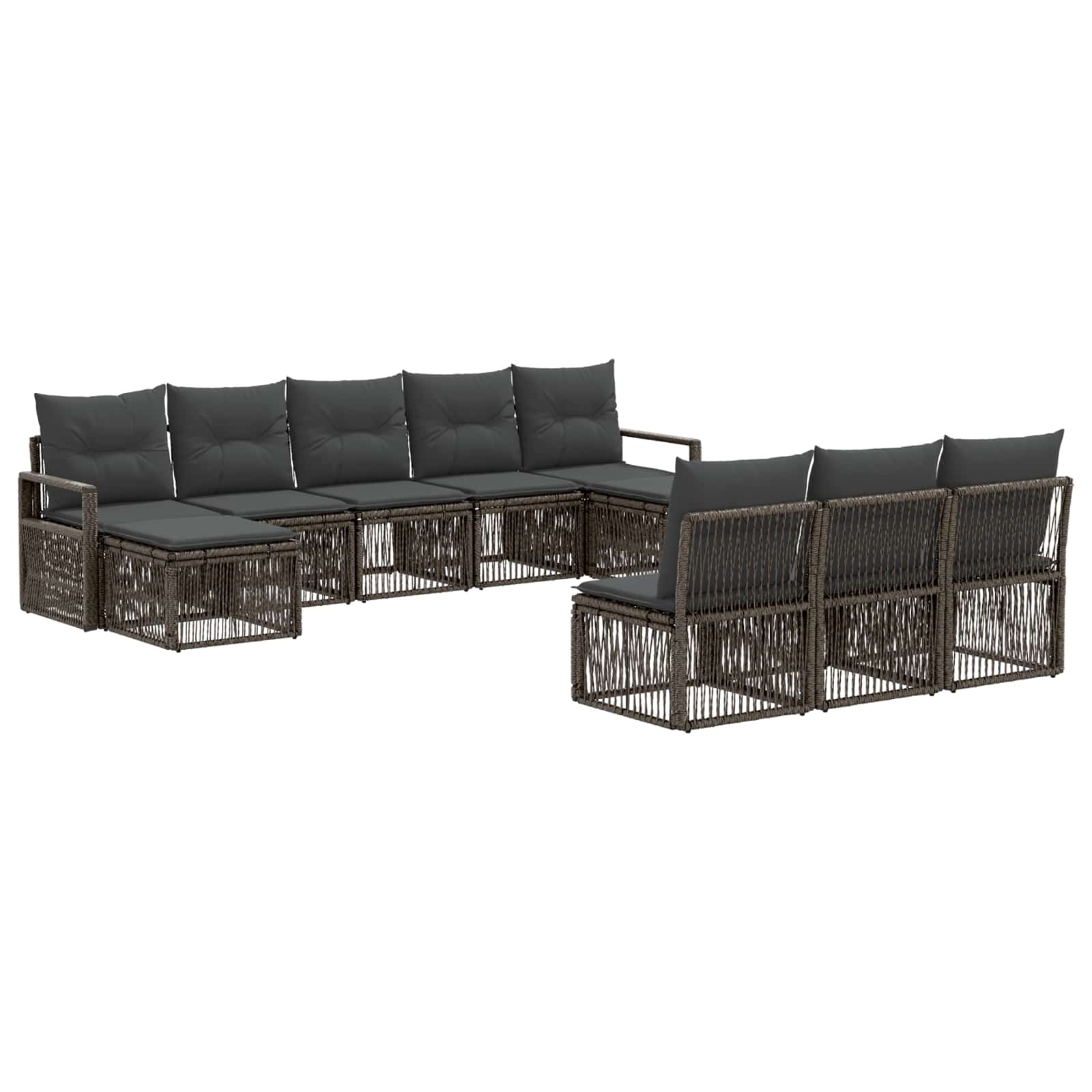 Gartensofa-set 10 stk. Grau Poly-Rattan
