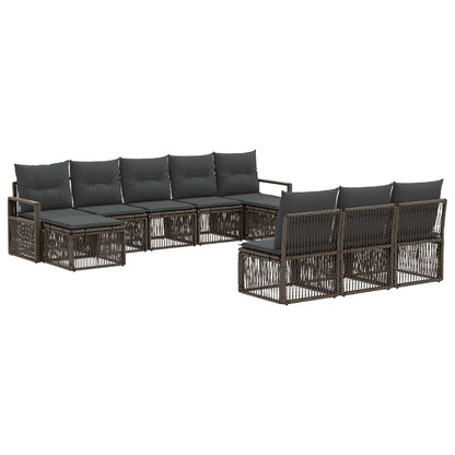 Gartensofa-set 10 stk. Grau Poly-Rattan