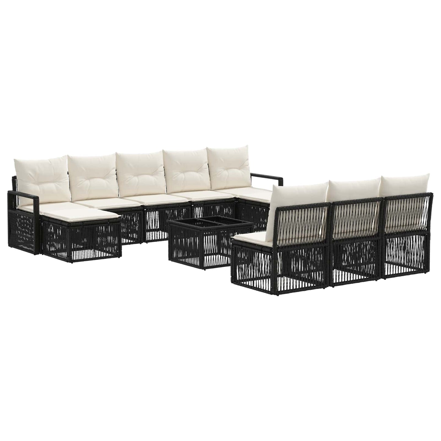 Gartensofa-set 11 pcs Schwarz Poly-Rattan