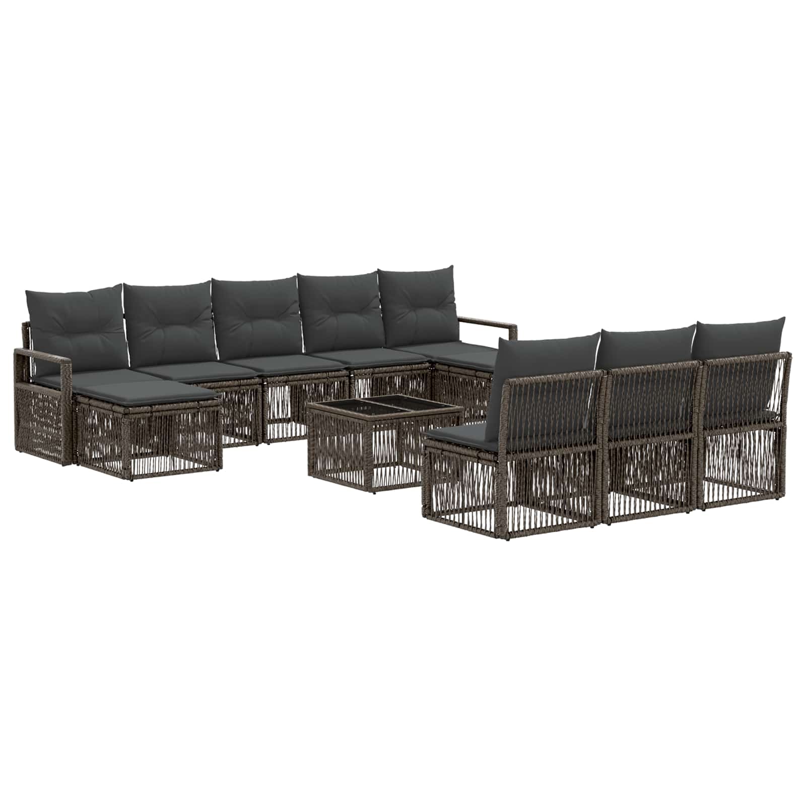 Gartensofa-set 11 stk. Grau Poly-Rattan