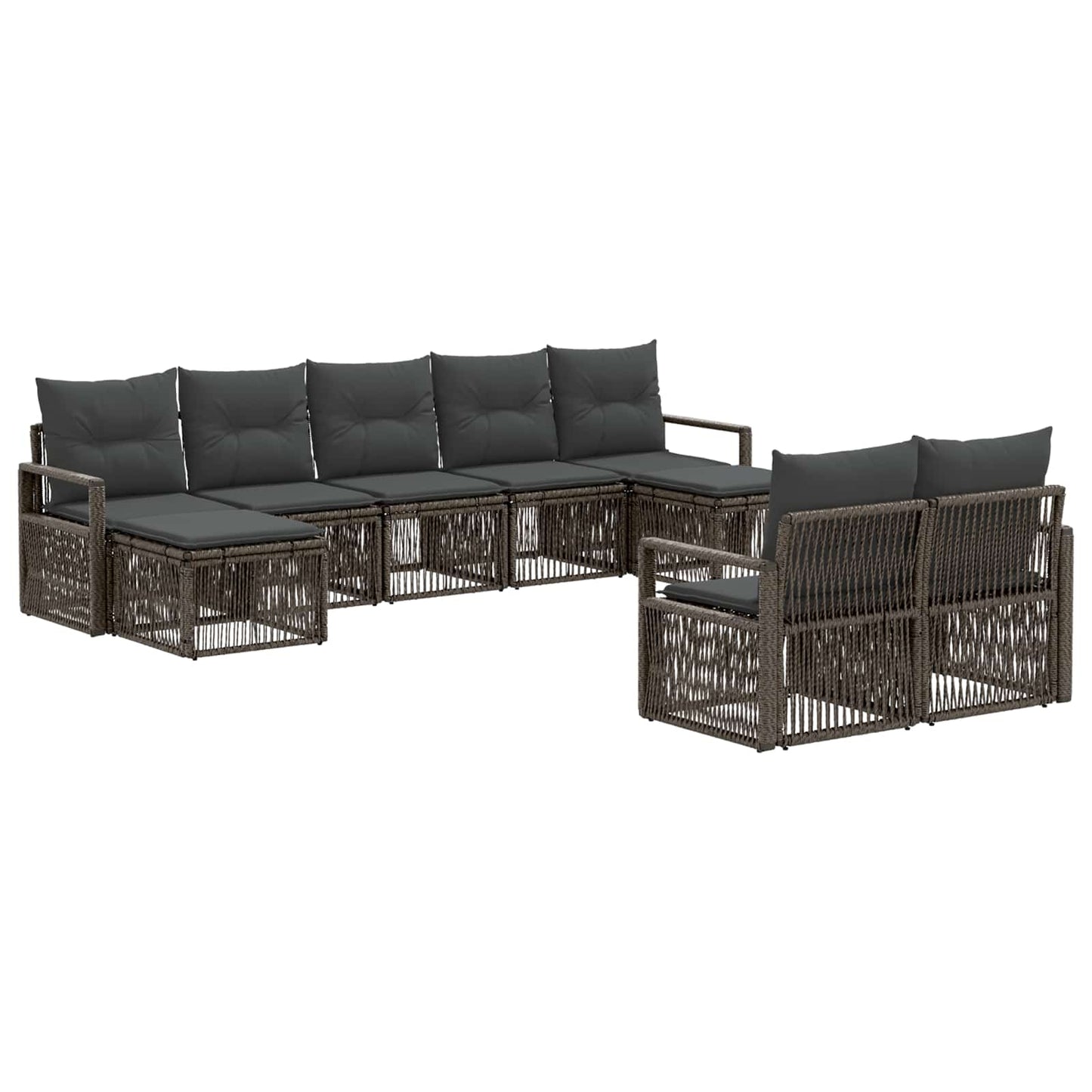 Gartensofa-set 9 stk. Grau Poly-Rattan