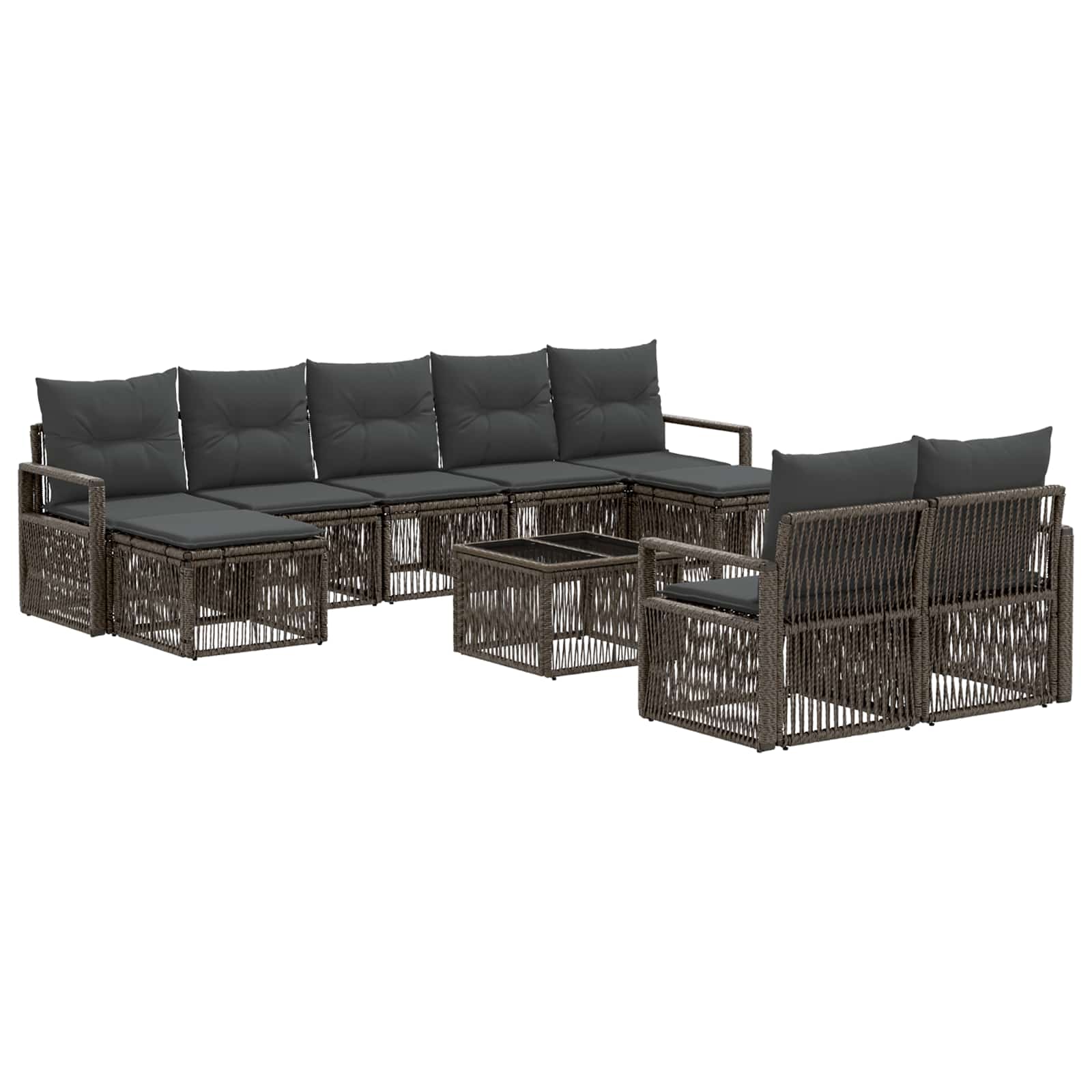 Gartensofa-set 10 pcs Grau Poly-Rattan