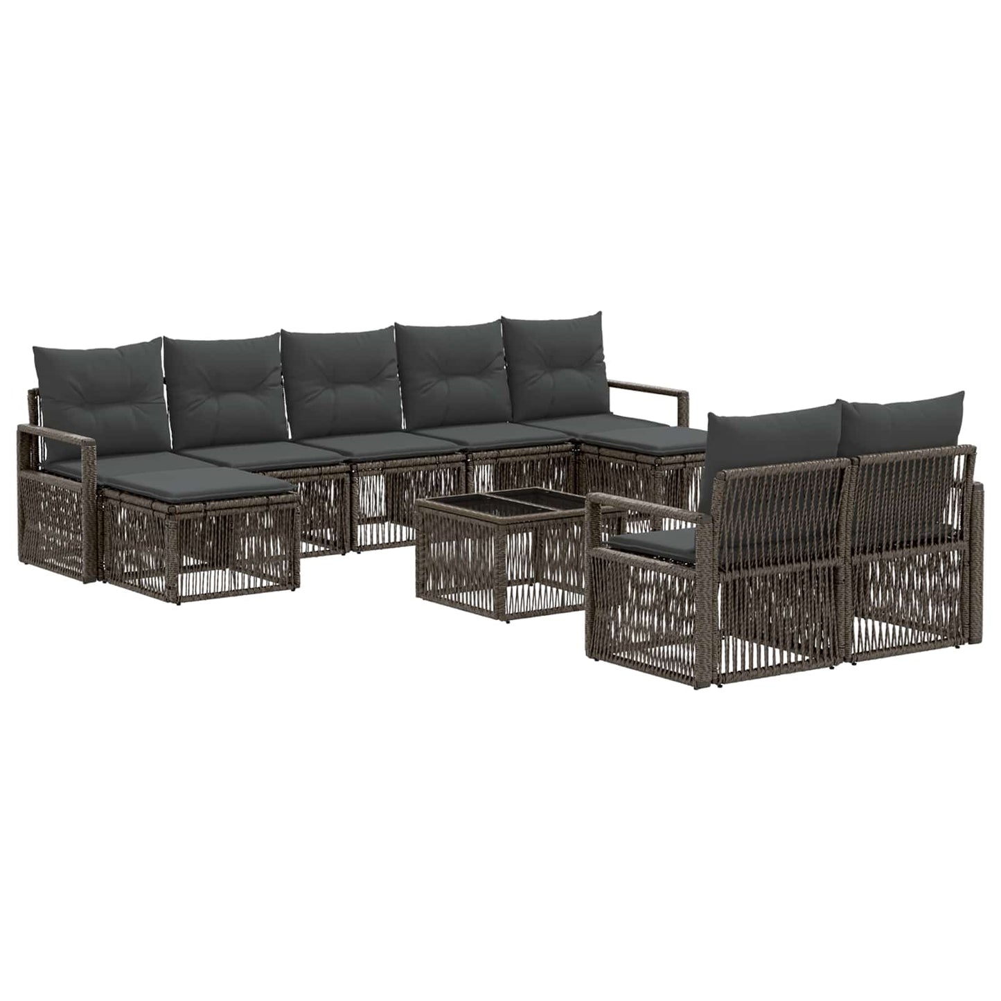 Gartensofa-set 10 stk. Grau Poly-Rattan