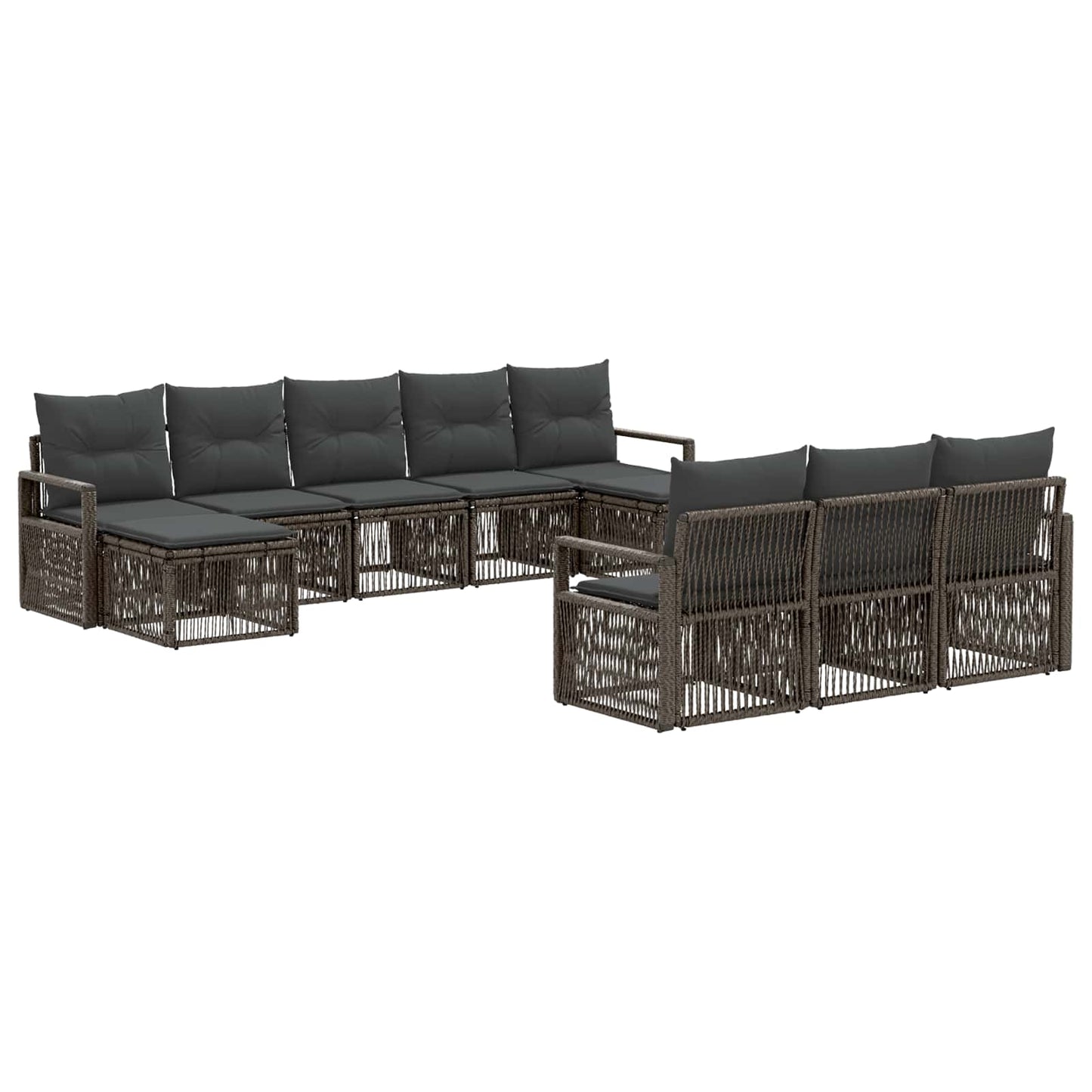 Gartensofa-set 10 stk. Grau Poly-Rattan