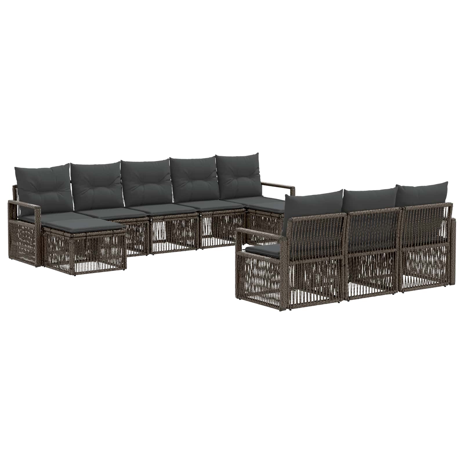 Gartensofa-set 10 stk. Grau Poly-Rattan