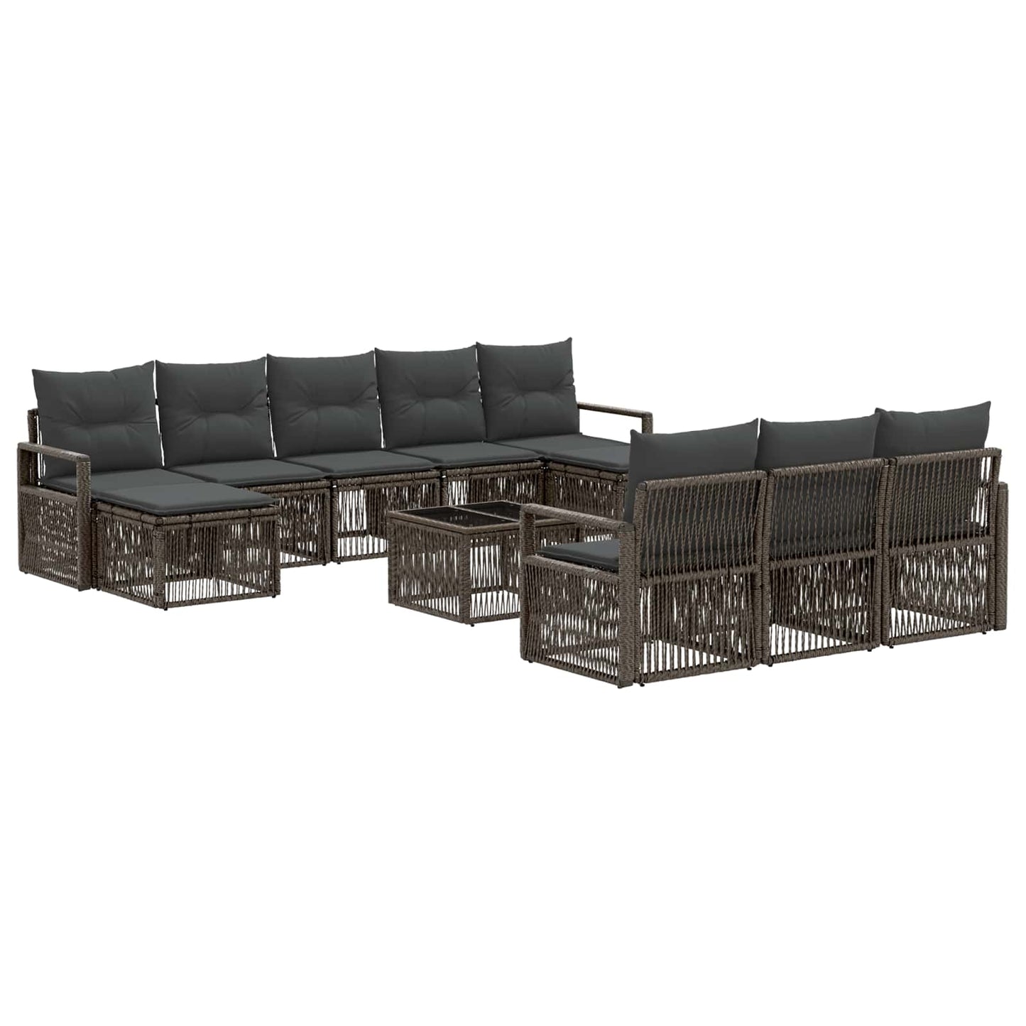 Gartensofa-set 11 stk. Grau Poly-Rattan