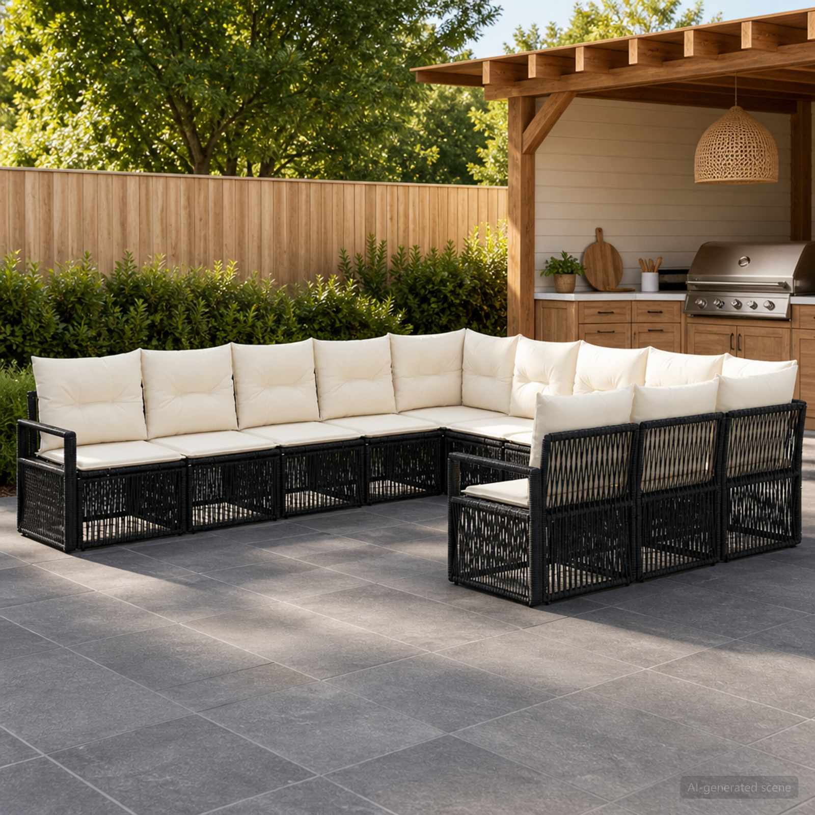 Gartensofa-set 11 stk. Schwarz Poly-Rattan