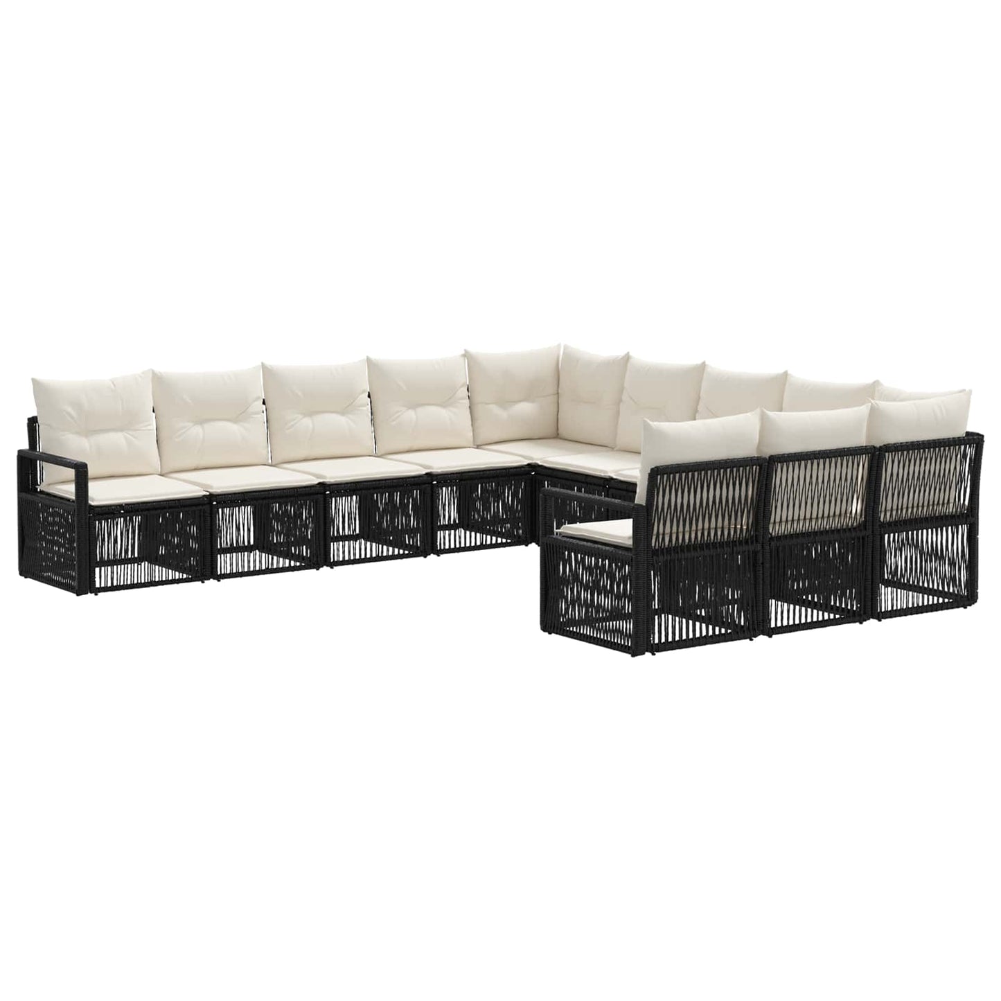 Gartensofa-set 11 stk. Schwarz Poly-Rattan
