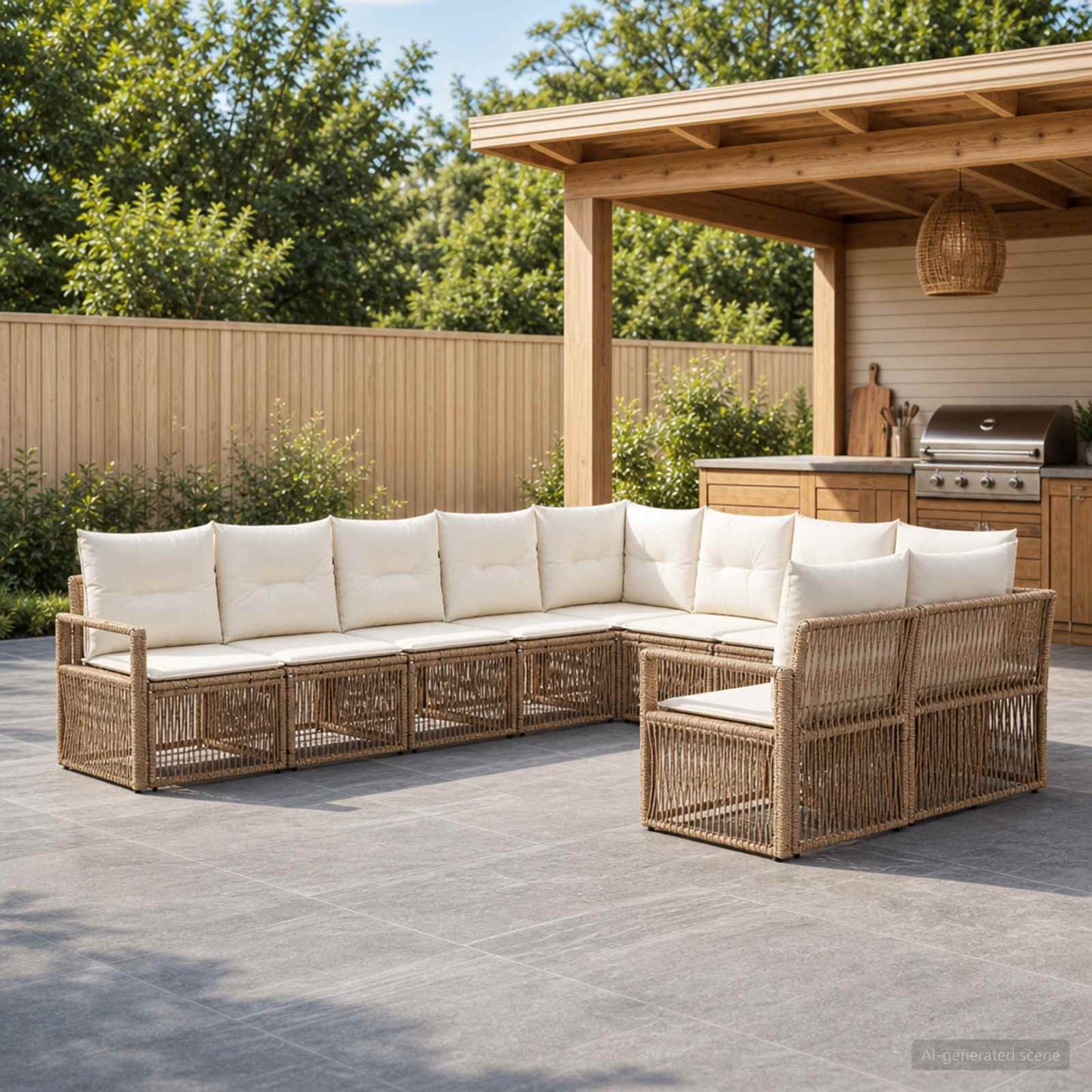 Gartensofa-set 11 pcs Beige Poly-Rattan