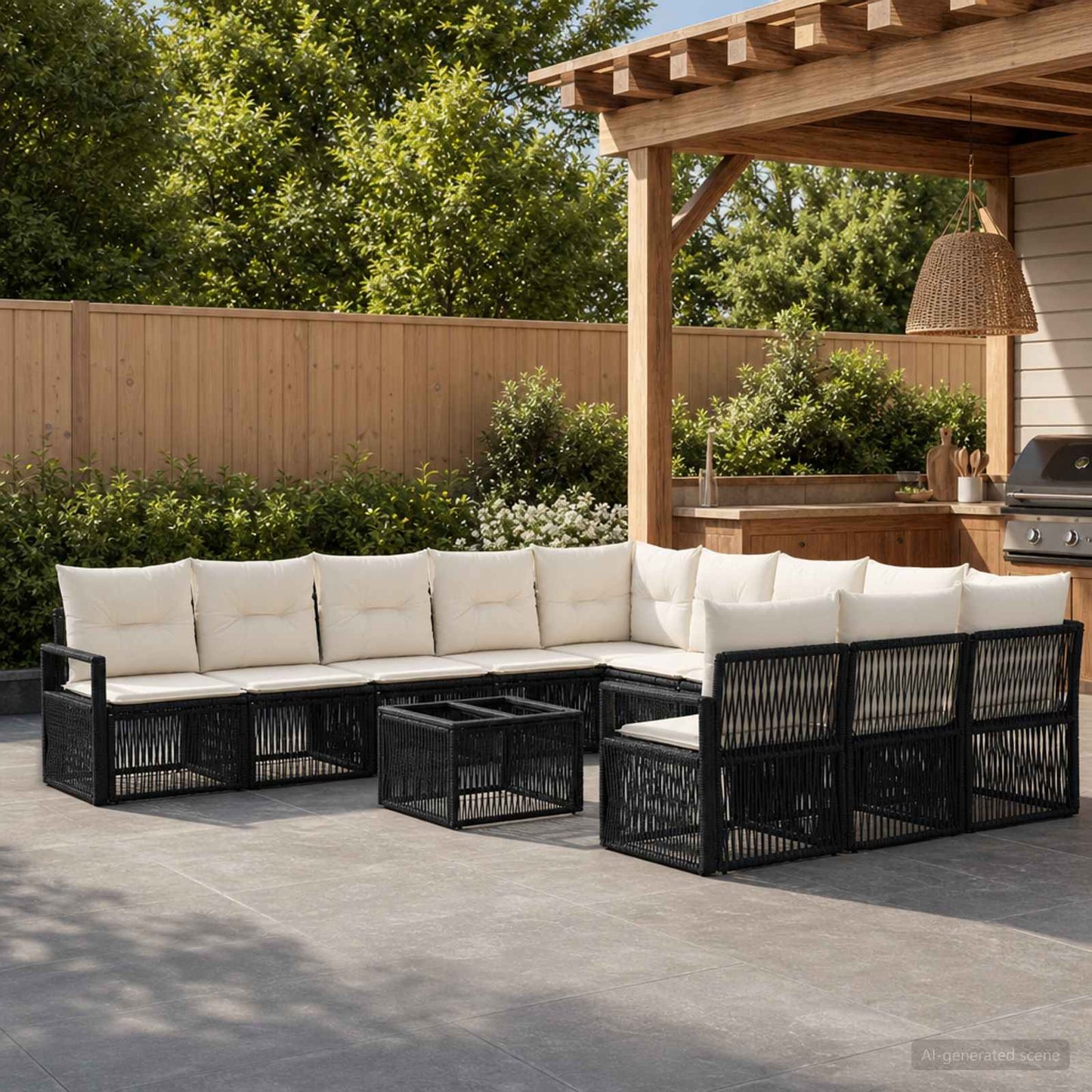 Gartensofa-set 12 stk. Schwarz Poly-Rattan