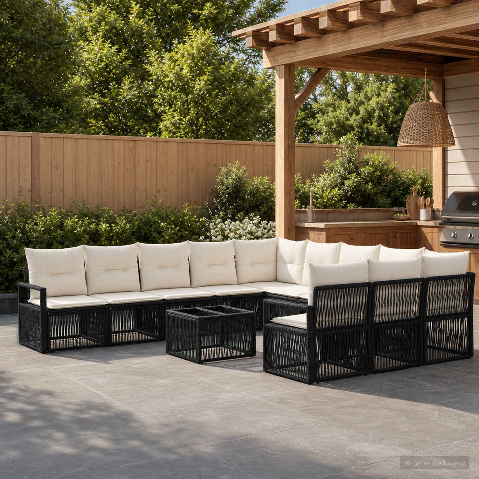 Gartensofa-set 12 stk. Schwarz Poly-Rattan