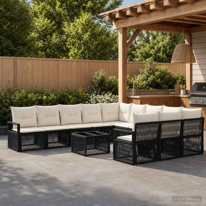 Gartensofa-set 12 stk. Schwarz Poly-Rattan