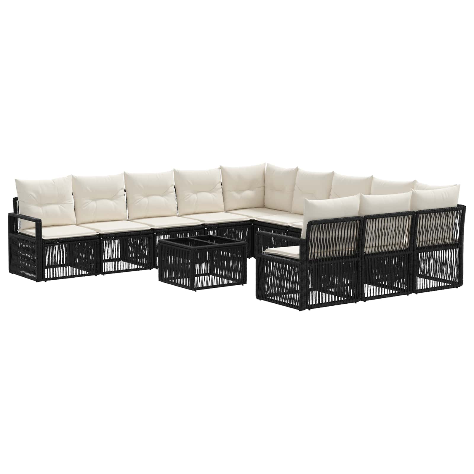 Gartensofa-set 12 stk. Schwarz Poly-Rattan