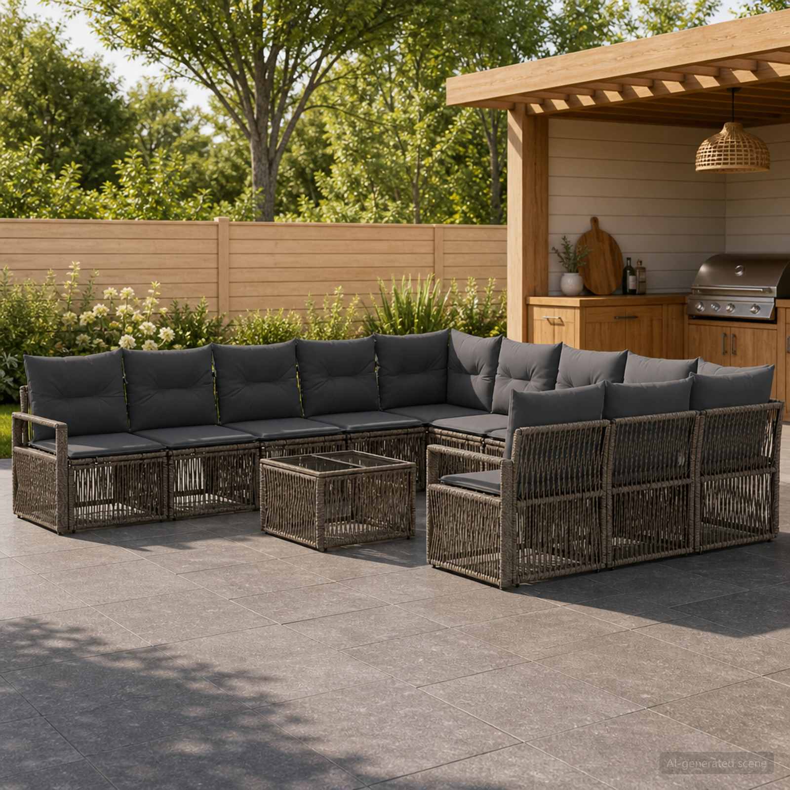 Gartensofa-set 12 stk. Grau Poly-Rattan