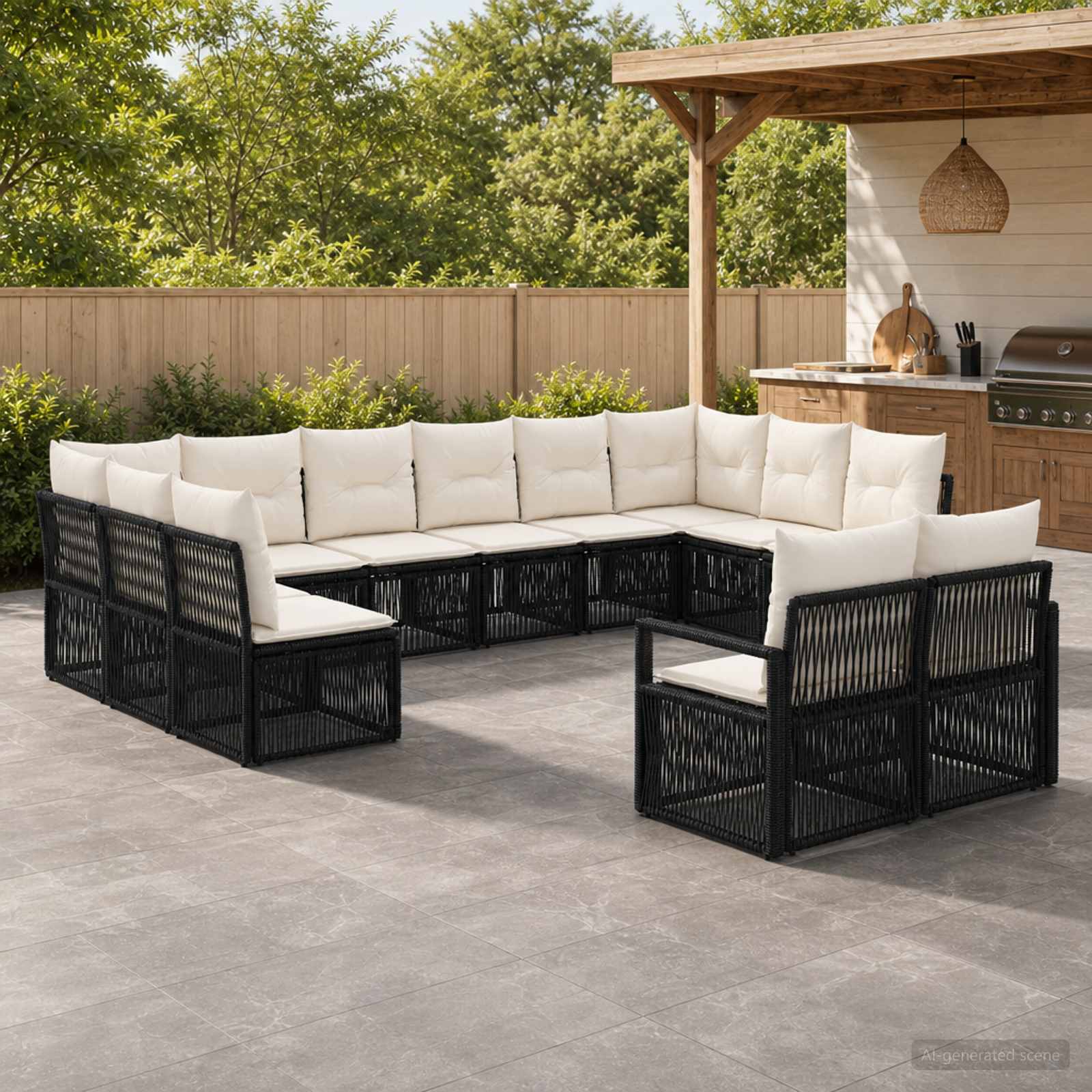 Gartensofa-set 12 pcs Schwarz Poly-Rattan